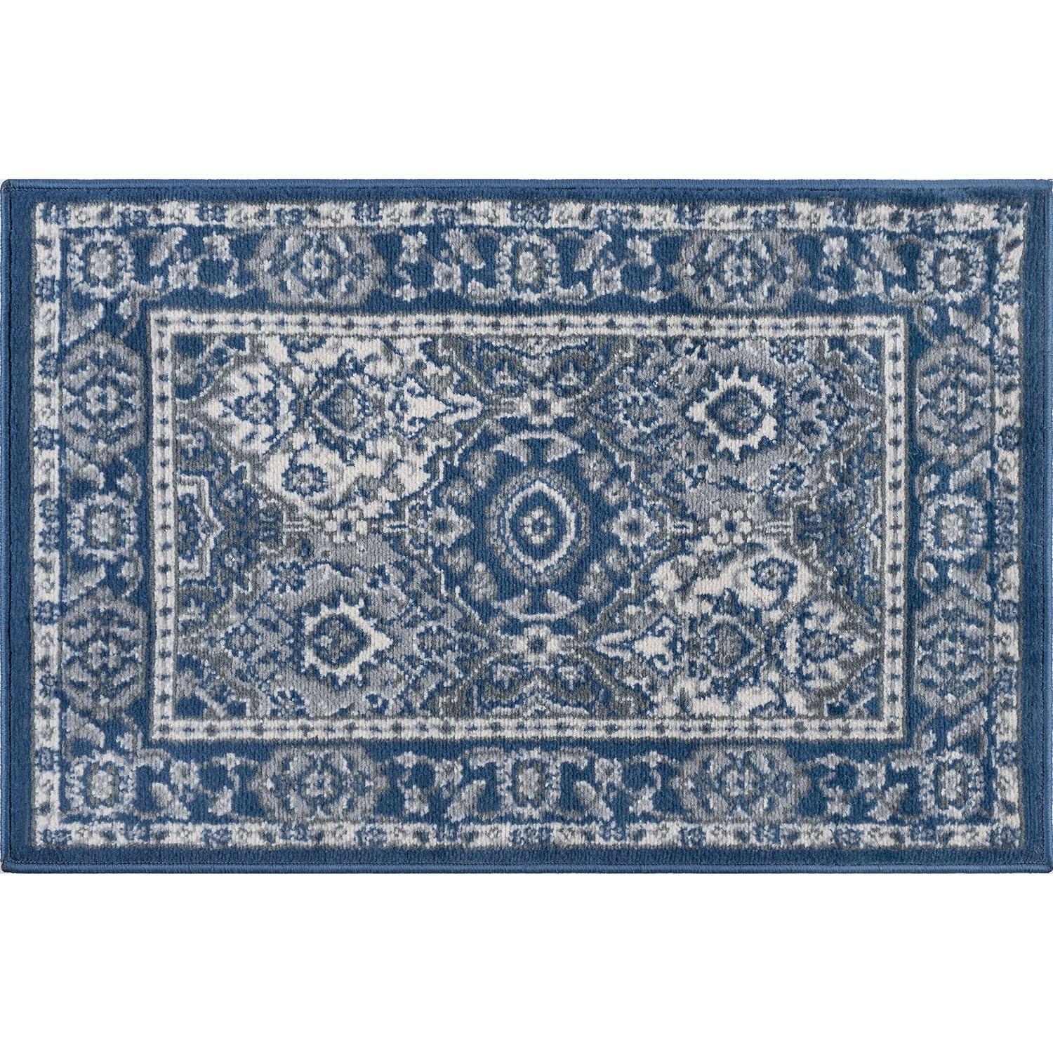 Tayse Madison Area Rug MDN3607 Traditional Navy Rings Repeat 2' x 3' Rectangle