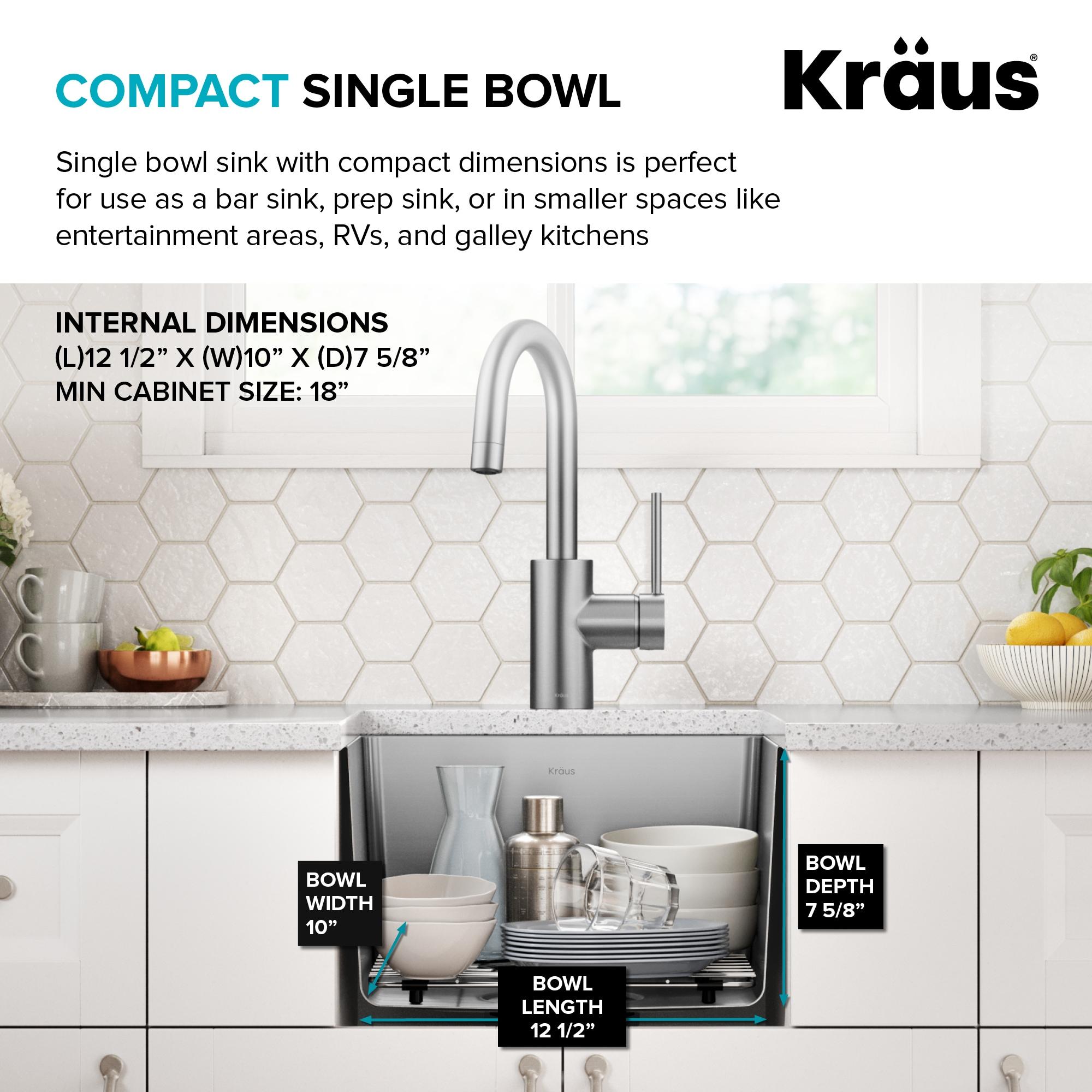 KRAUS Fairlane Single Bowl Gauge Stainless Steel Kitchen Bar Sink