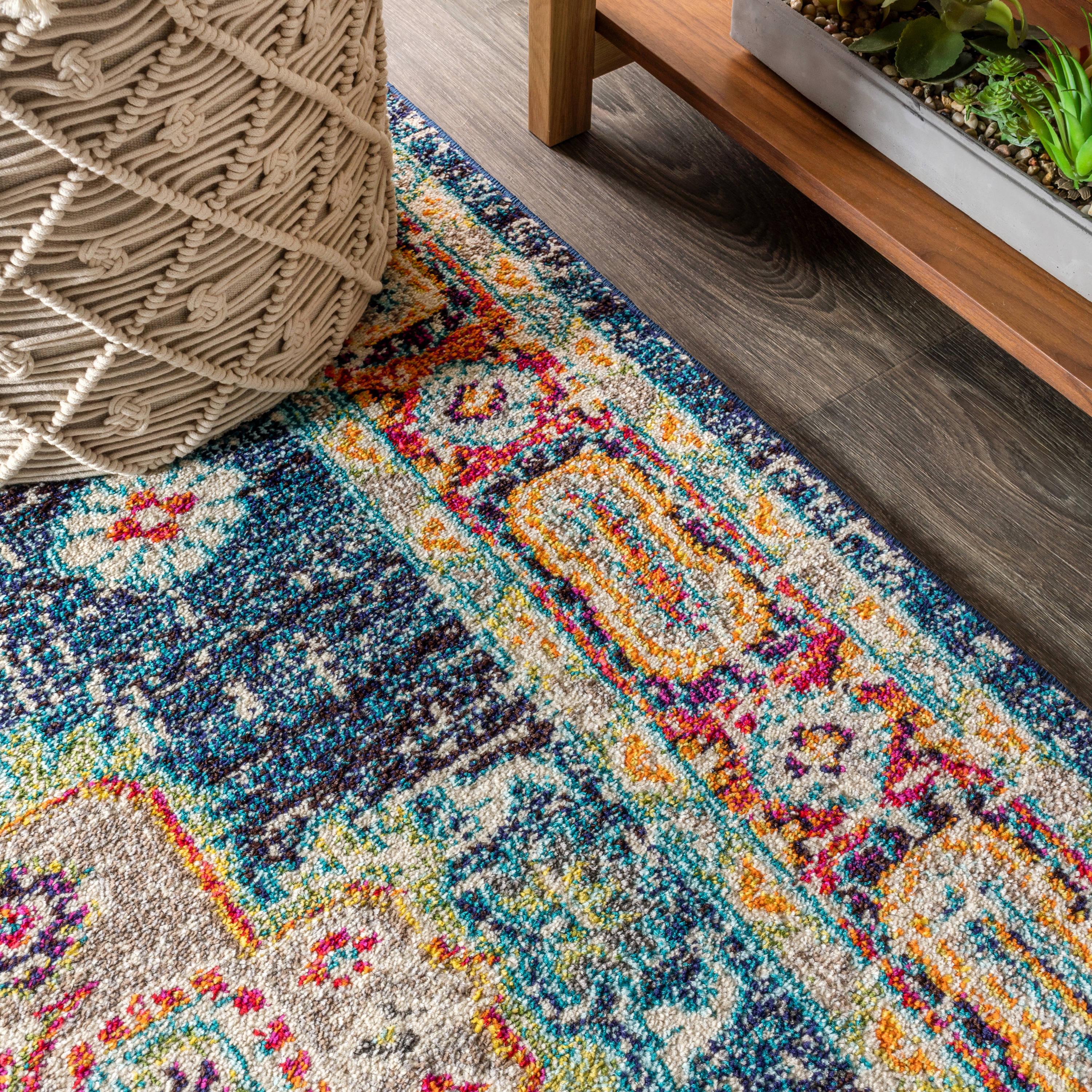 JONATHAN Y Bohemian FLAIR Boho Vintage Medallion Navy/Red 8 ft. x 10 ft. Area Rug
