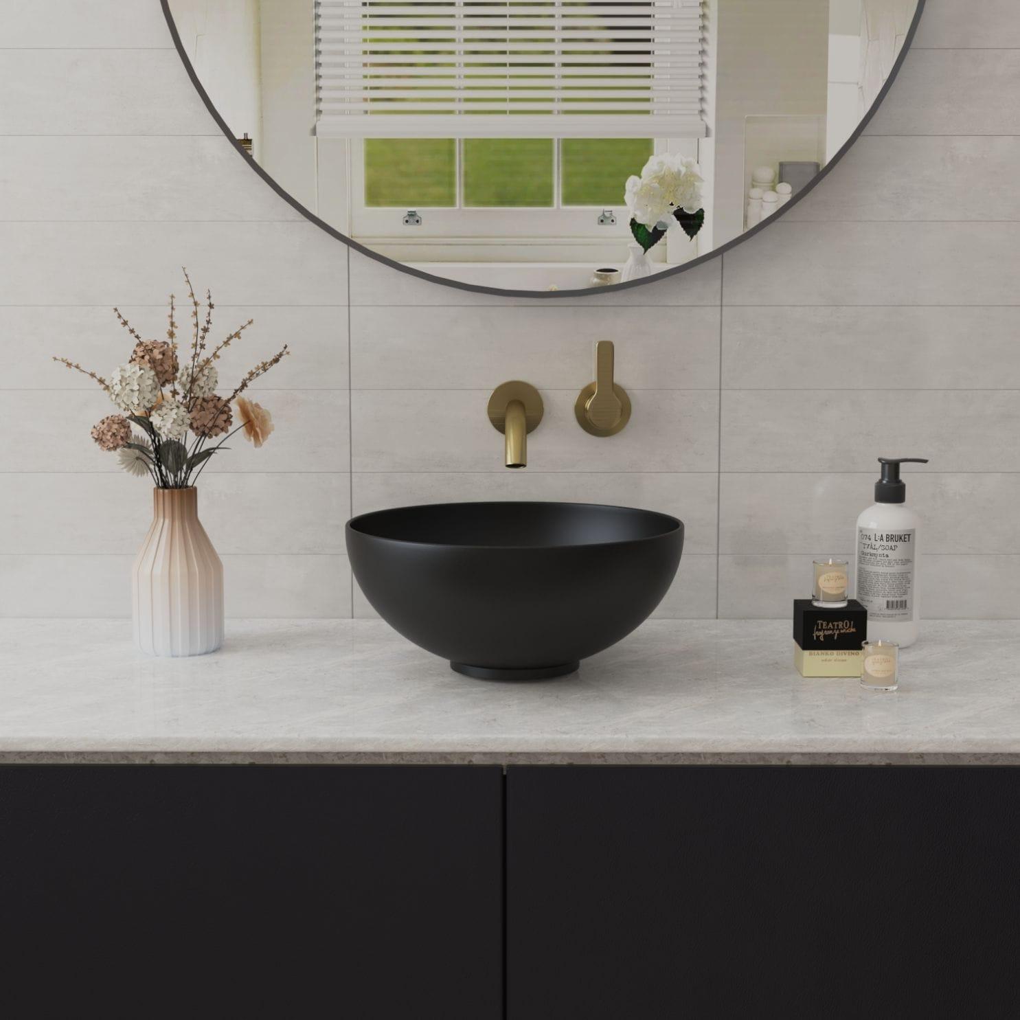 DeerValley Symmetry 13" x 13'' Circular/Round Vitreous Vessel Bathroom Sink