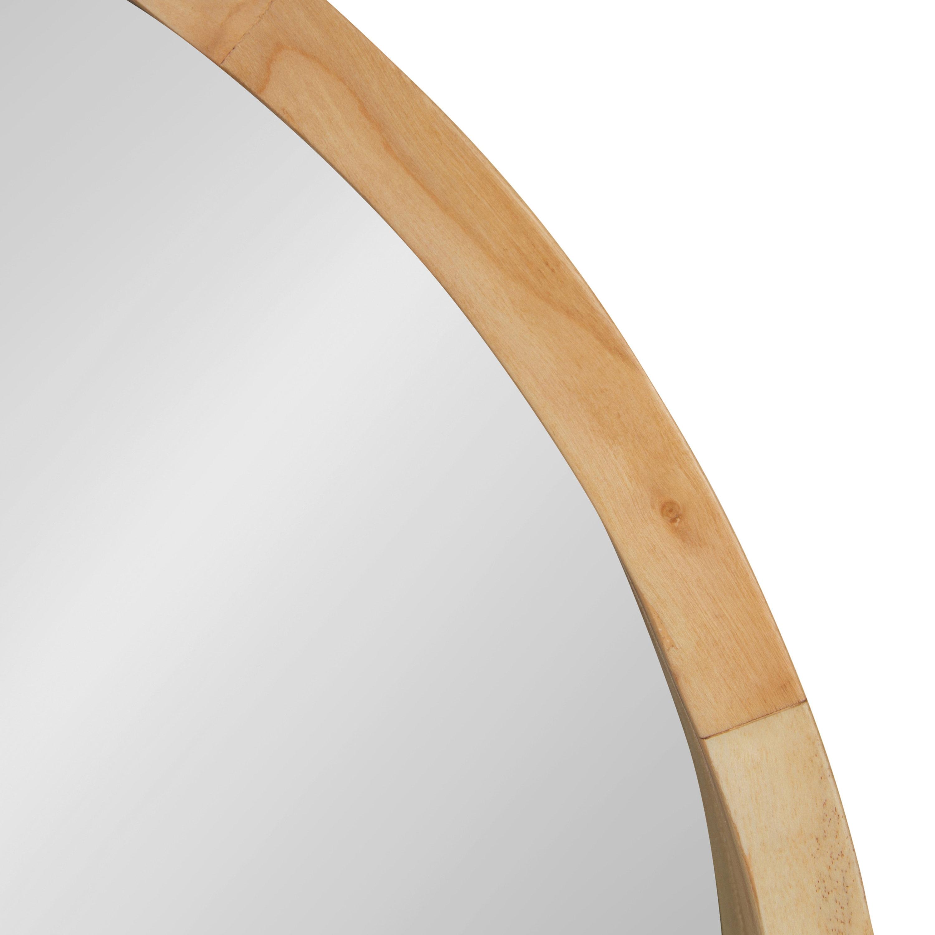 22" x 22" Hutton Round Wood Wall Mirror Natural - Kate and Laurel: Wall Mount, No Assembly Required