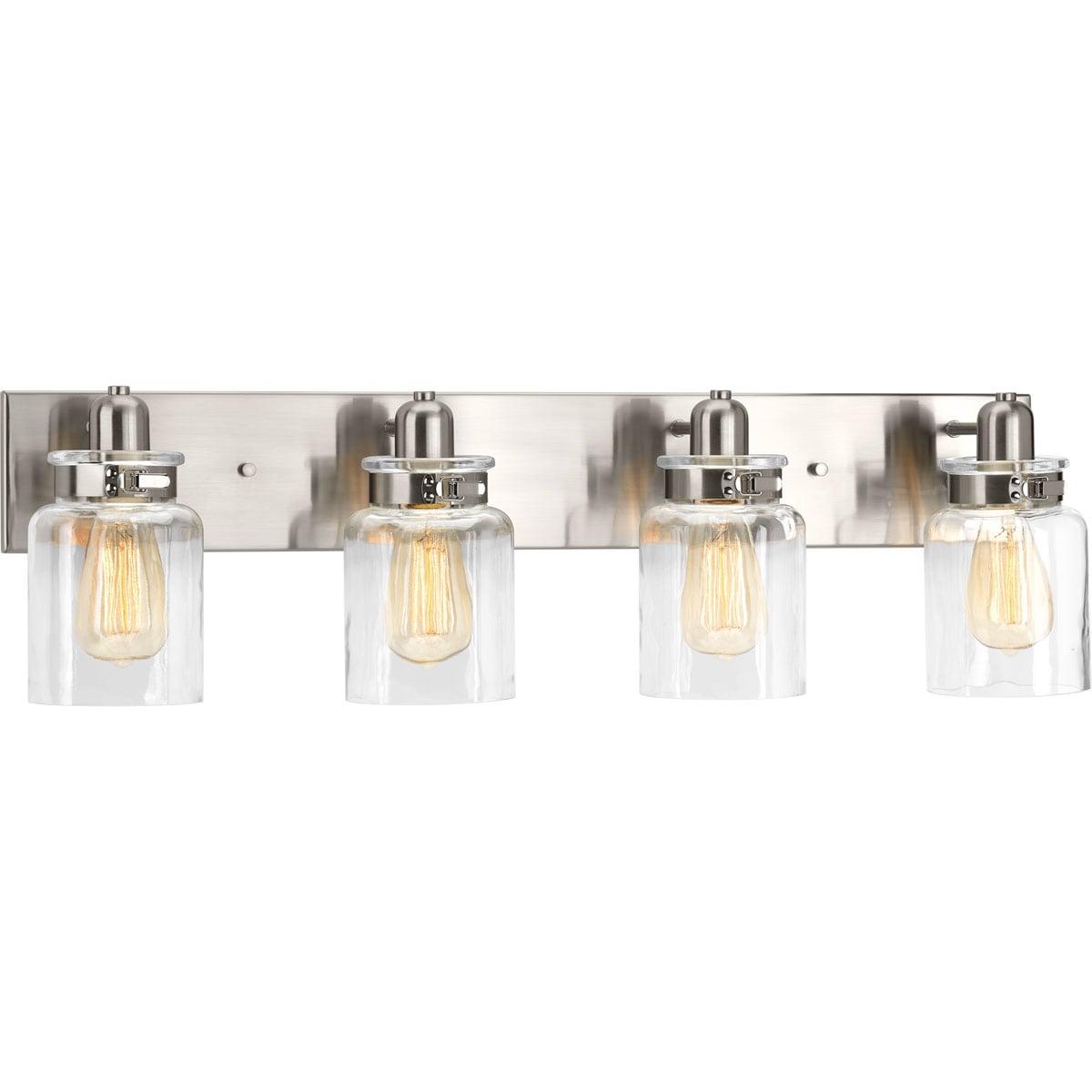 Progress Lighting Calhoun 4-Light Bath Vanity, Brushed Nickel, Clear Glass Shade