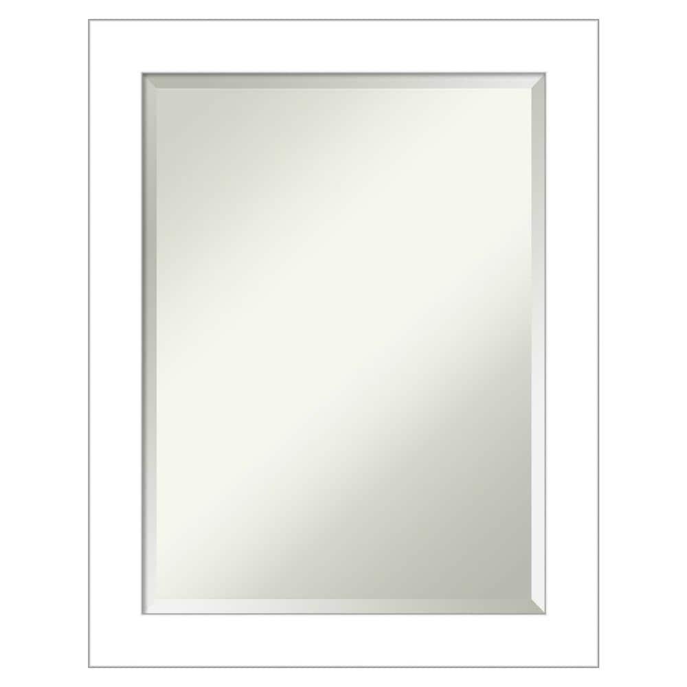 22" x 28" Wedge Framed Bathroom Vanity Wall Mirror White - Amanti Art: Modern, Satin Finish, No Assembly Required