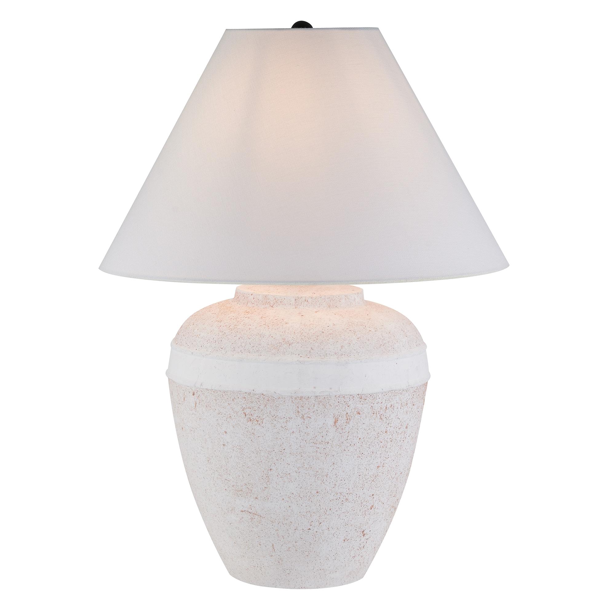 Evelyn&Zoe Chiara 23" Tall Ceramic Table Lamp with Fabric Shade, White Terracotta/White