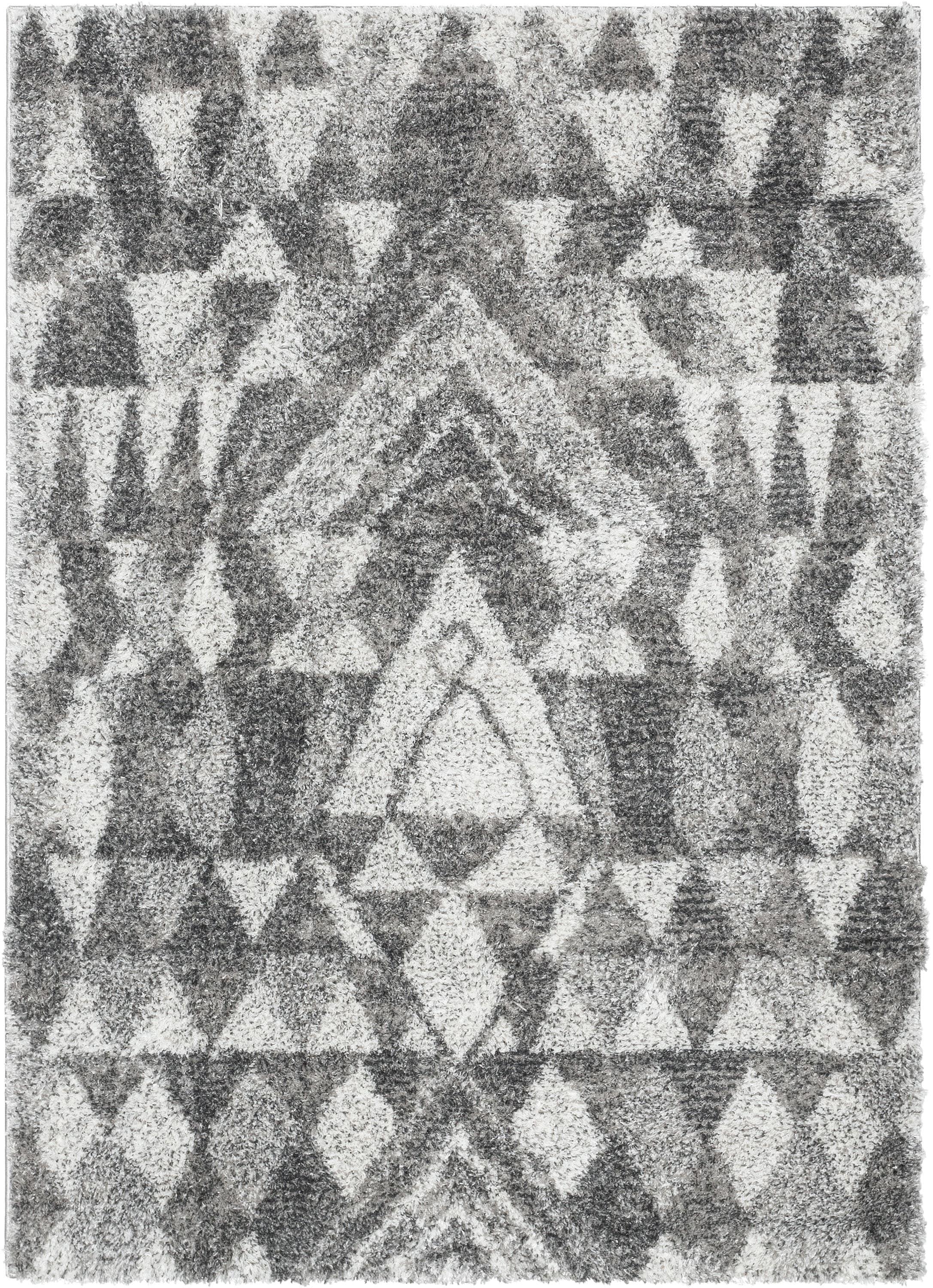 Union Rustic Mareco Geometric Moroccan Shag Grey Area Rug