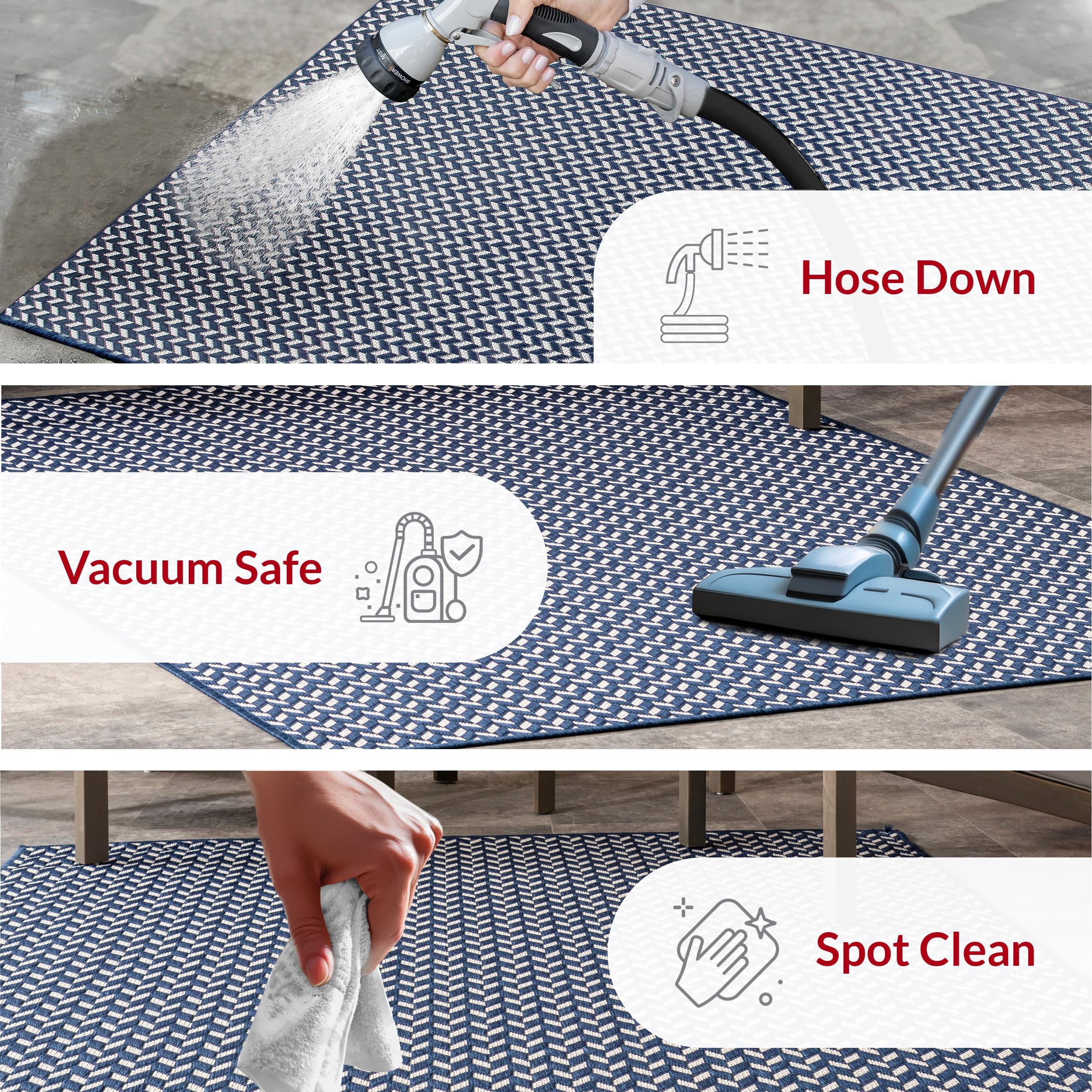 Nuloom Camryn Herringbone Indoor/Outdoor Area Rug, 6' 7" x 9', Navy