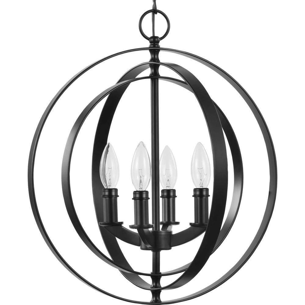 Progress Lighting Equinox 4-Light Foyer Pendant, Steel, Black, No Shade