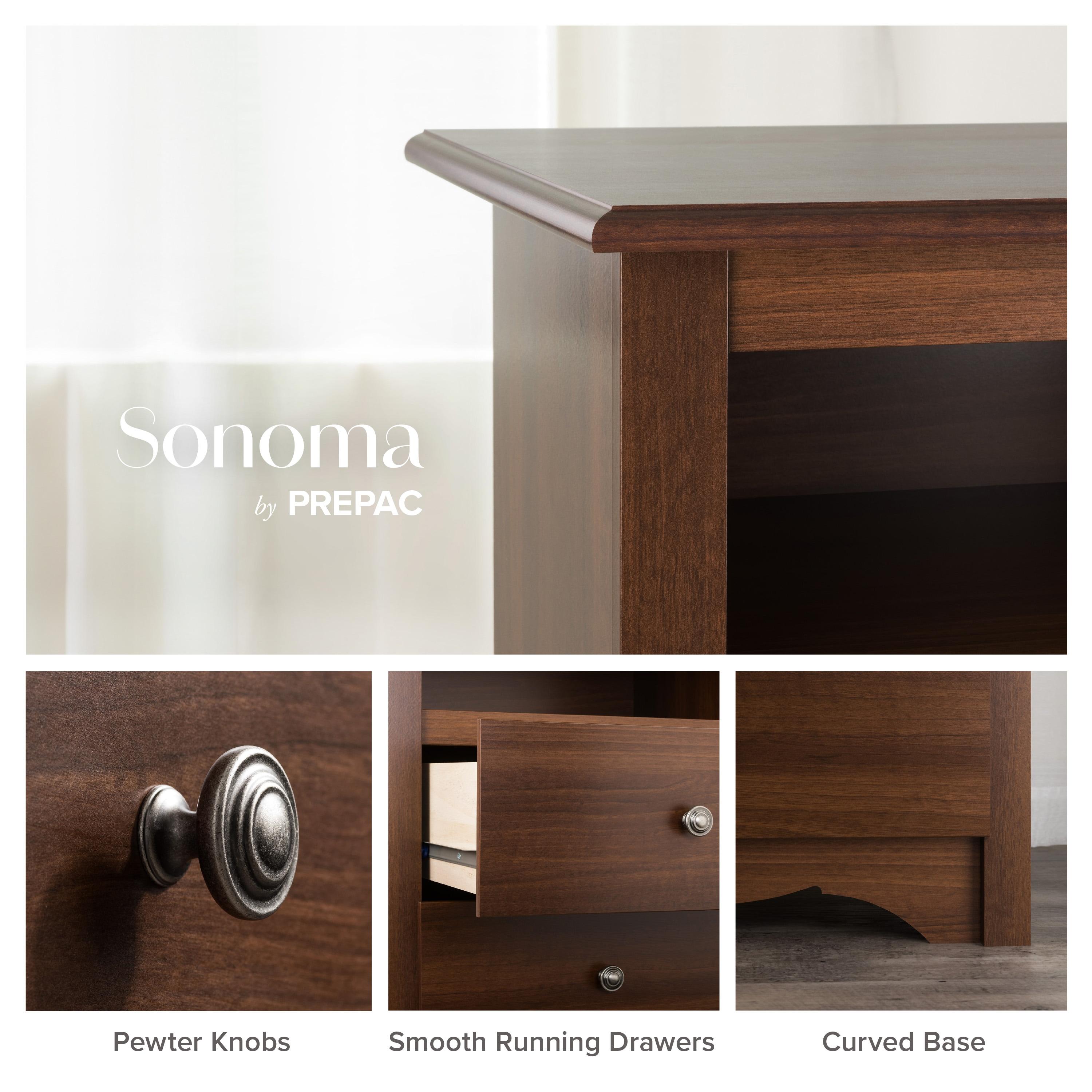 Prepac Fremont Nightstand - Espresso: Wood Composite, 3 Storage Drawers, Bedroom Furniture