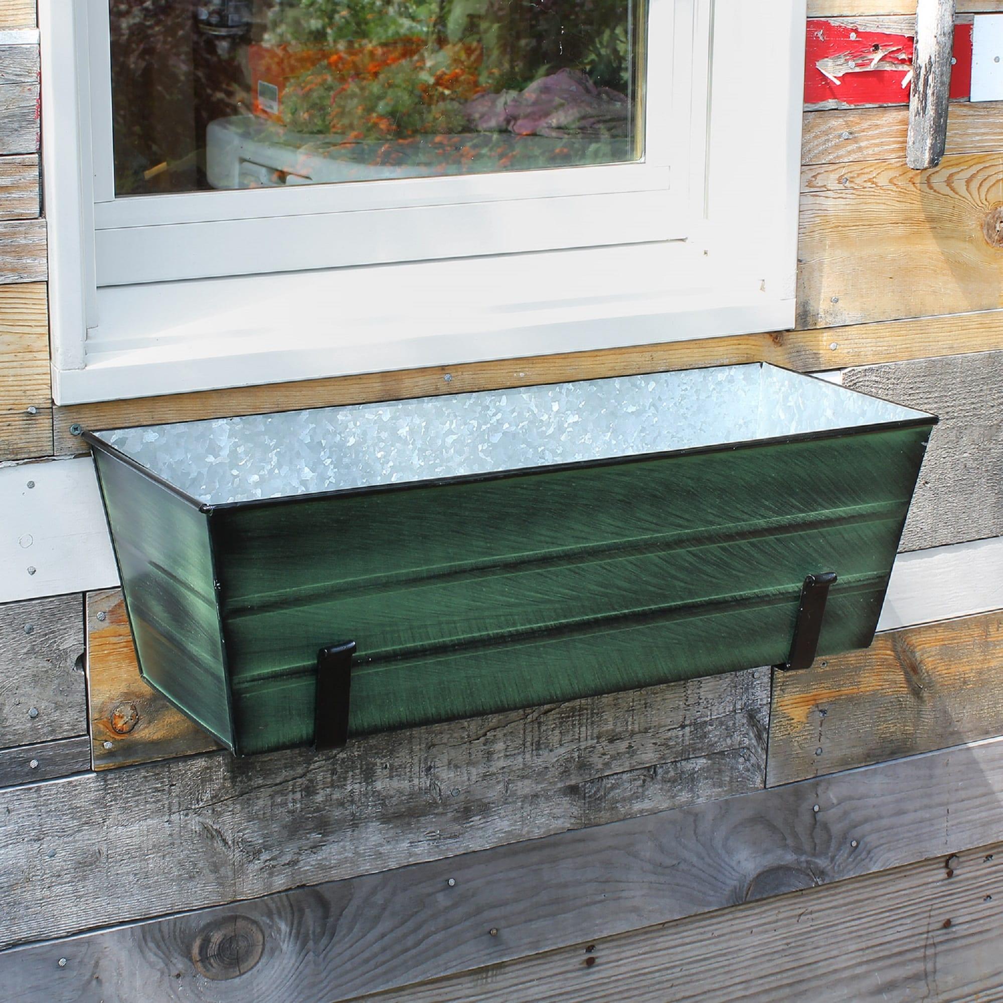 Achla  Flower Box with Wall Brackets, Green - Medium