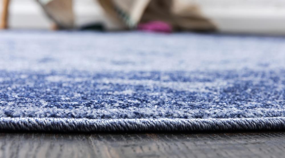 Unique Loom La Jolla Collection Area Rug - Floral (8' Round Blue/Navy Blue)