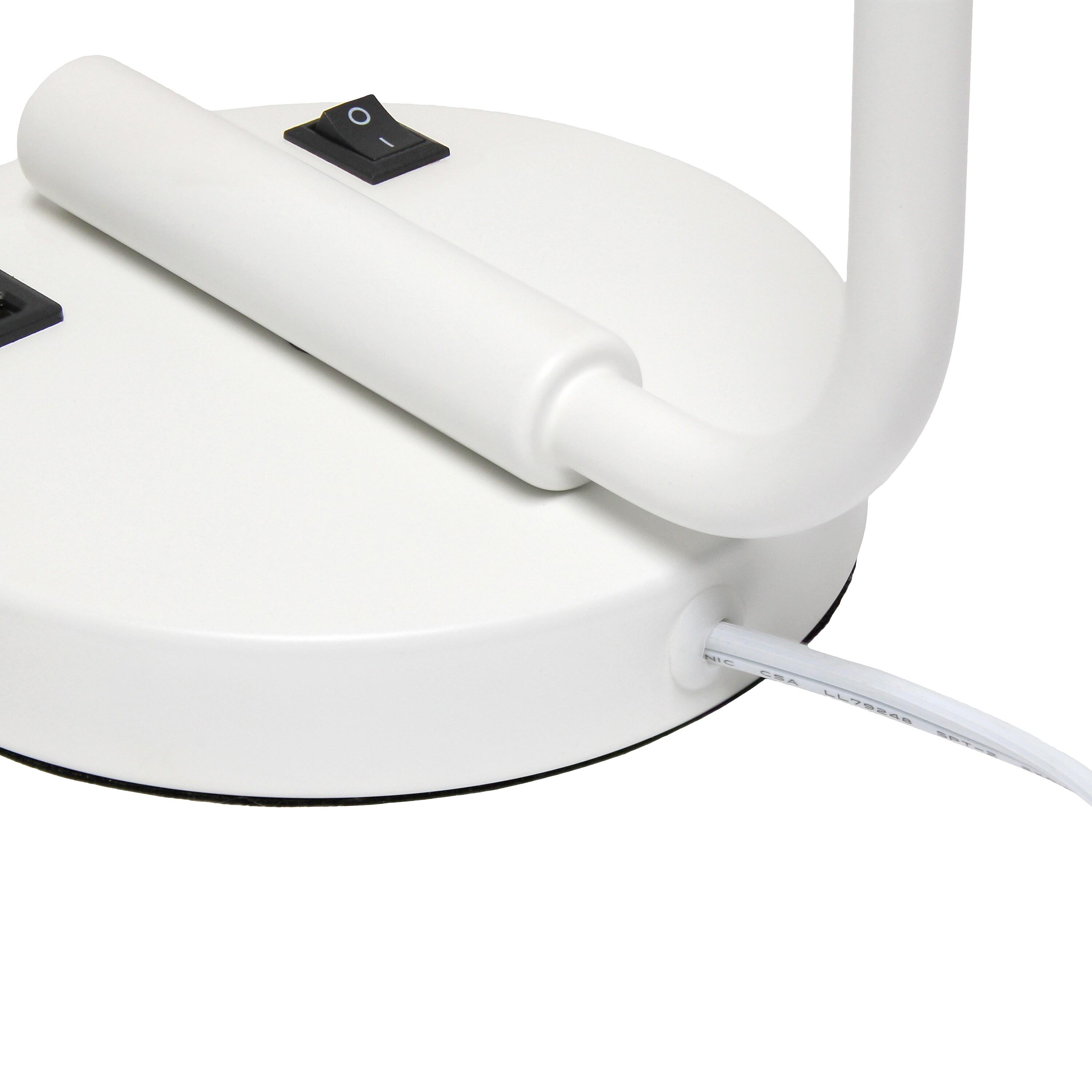 Modern Iron Desk Lamp with USB Port and Glass Shade White - Lalia Home: ETL Listed, No Assembly Required