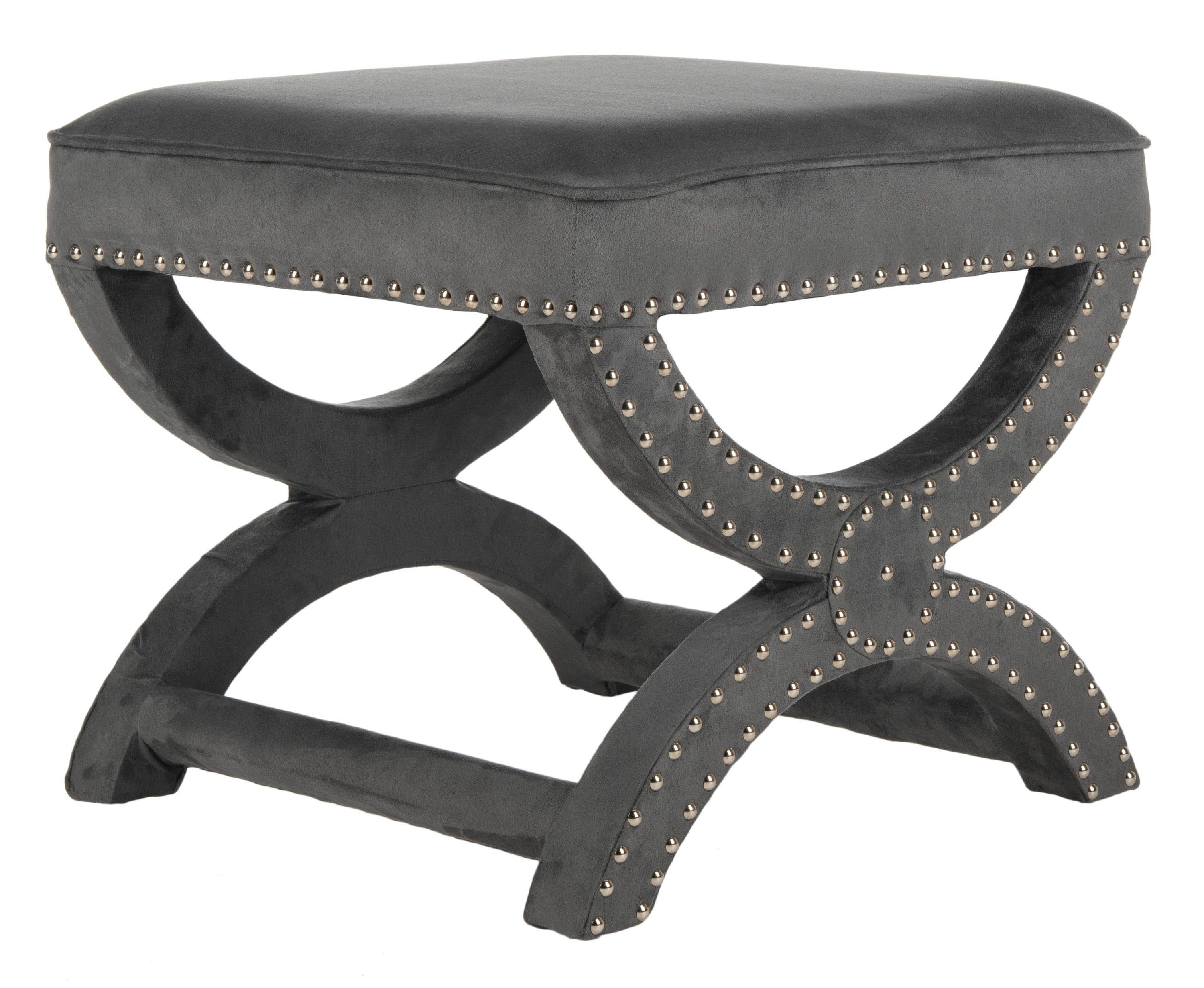 Mystic Ottoman with Silver Nail Heads - Grey - Safavieh