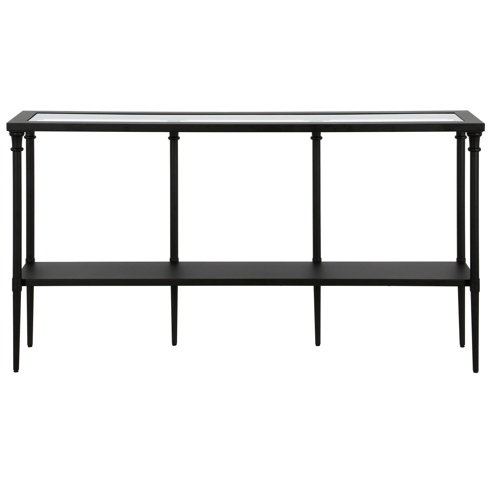 Henn&Hart 55" Blackened Bronze Metal/Glass Console Table