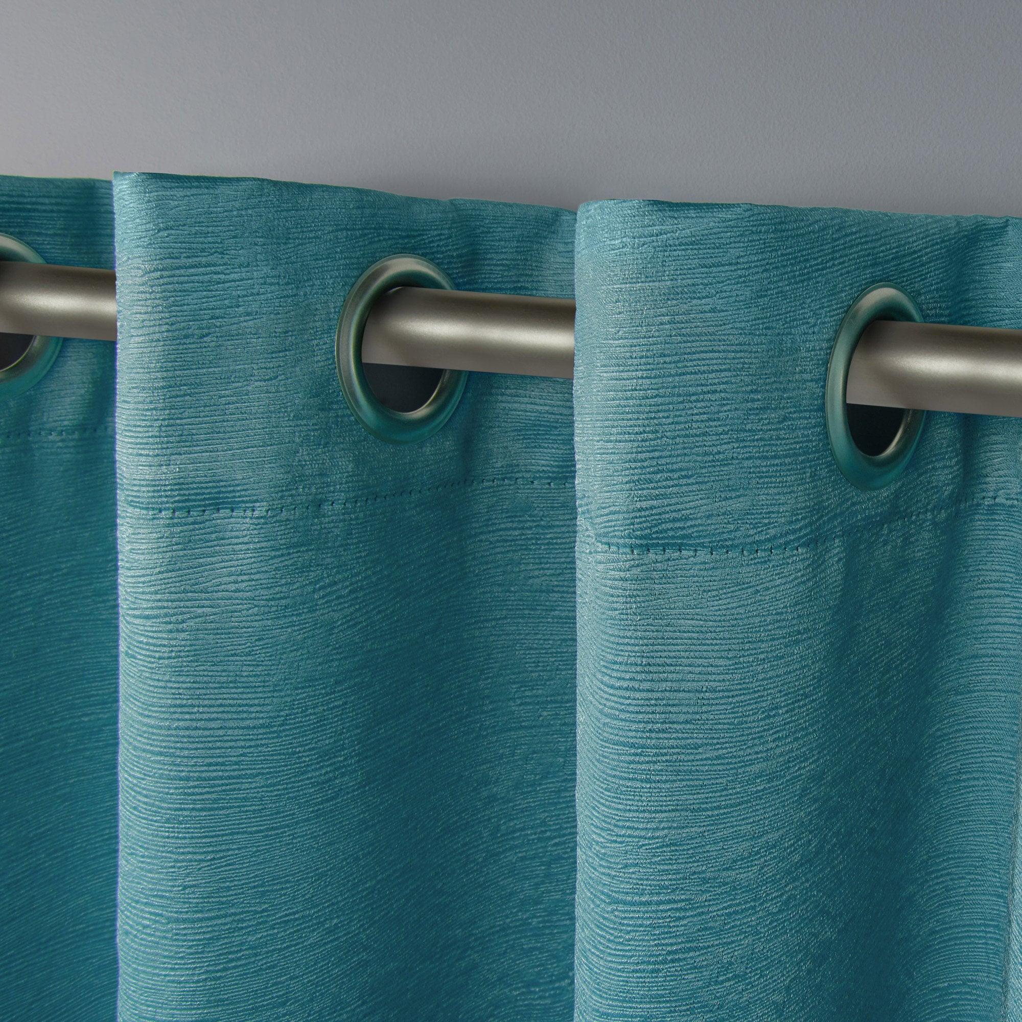 Set of 2 63"x52" Oxford Textured Sateen Thermal Room Darkening Grommet Top Window Curtain Panel Teal - Exclusive Home