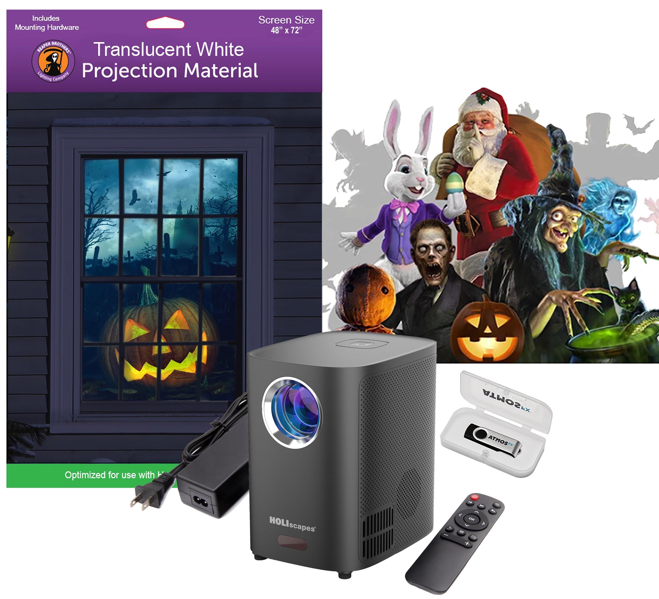 Holiscapes Holiday Digital Decoration Kit - Includes 16 AtmosFX® Video Effects, HD projector, Projection Screen