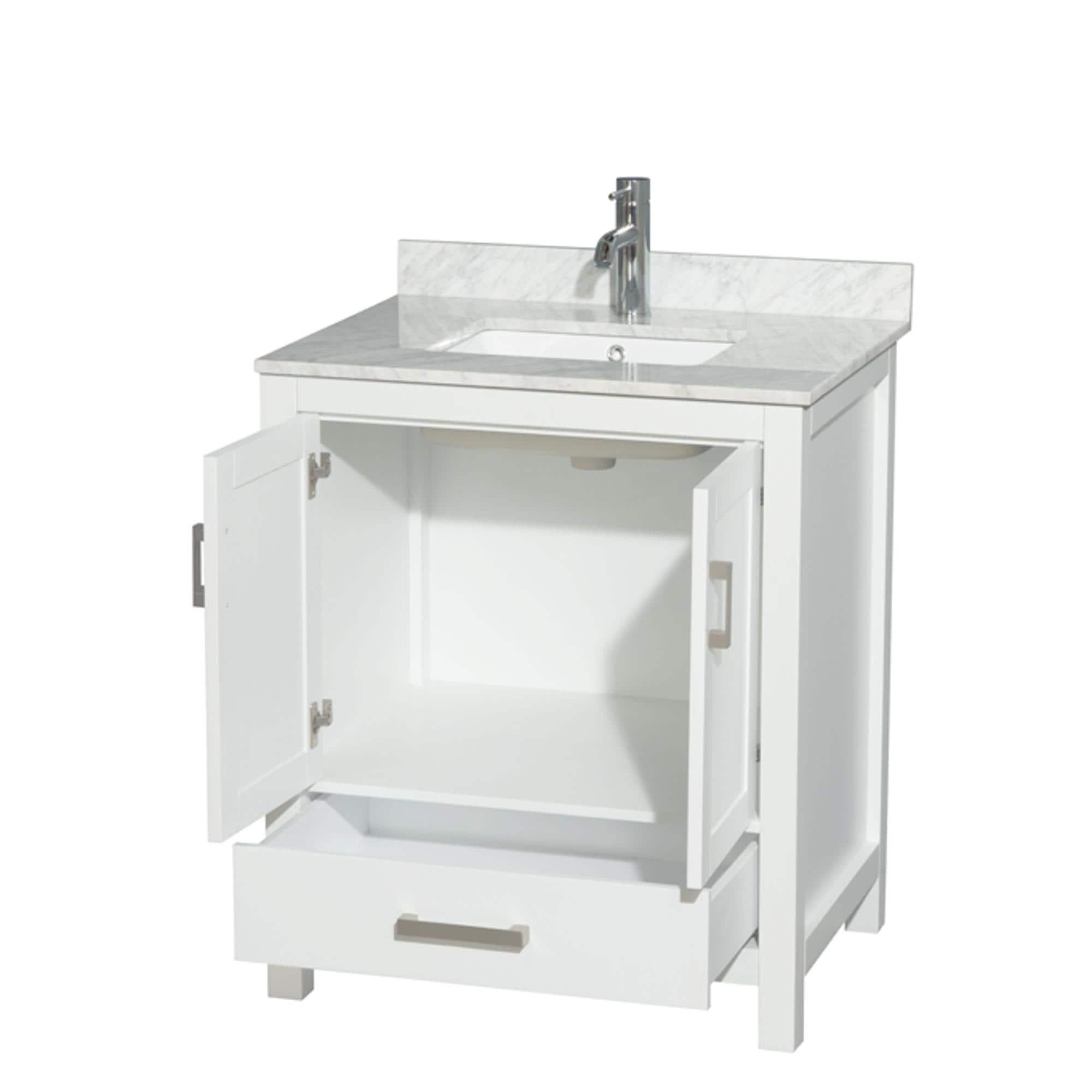 Wyndham Collection Sheffield 30" Freestanding Single Bathroom Vanity with Marble Top
