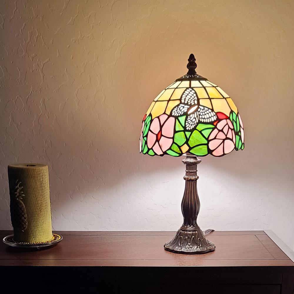 Amora Lighting Tiffany Style Floral Mini Table Lamp 15 Inch High