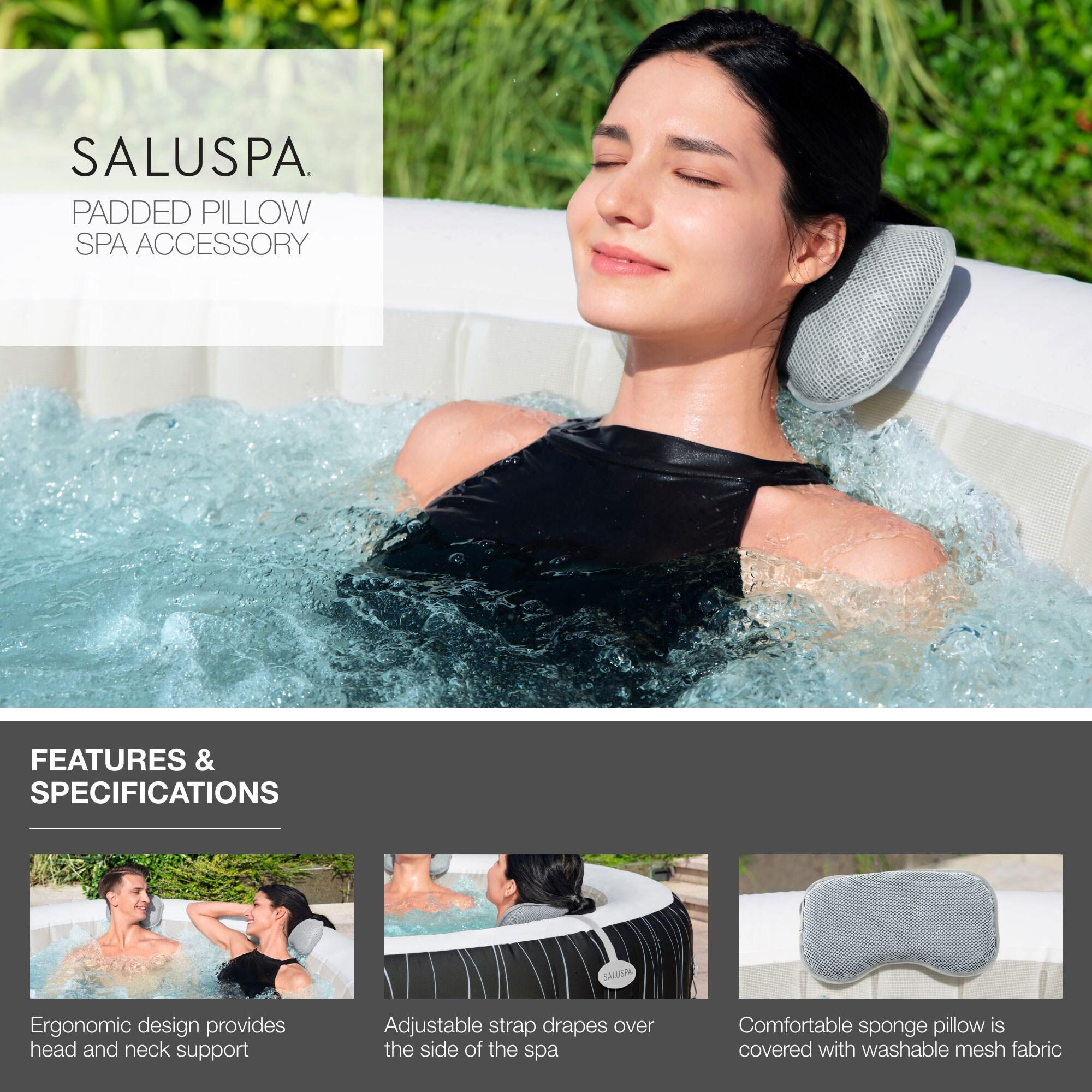 Bestway SaluSpa St Moritz AirJet Hot Tub with Set of 4 Non Slip Pool and Spa Seats and Set of 4 Padded Headrest Pillows with Adjustable Strap, Brown