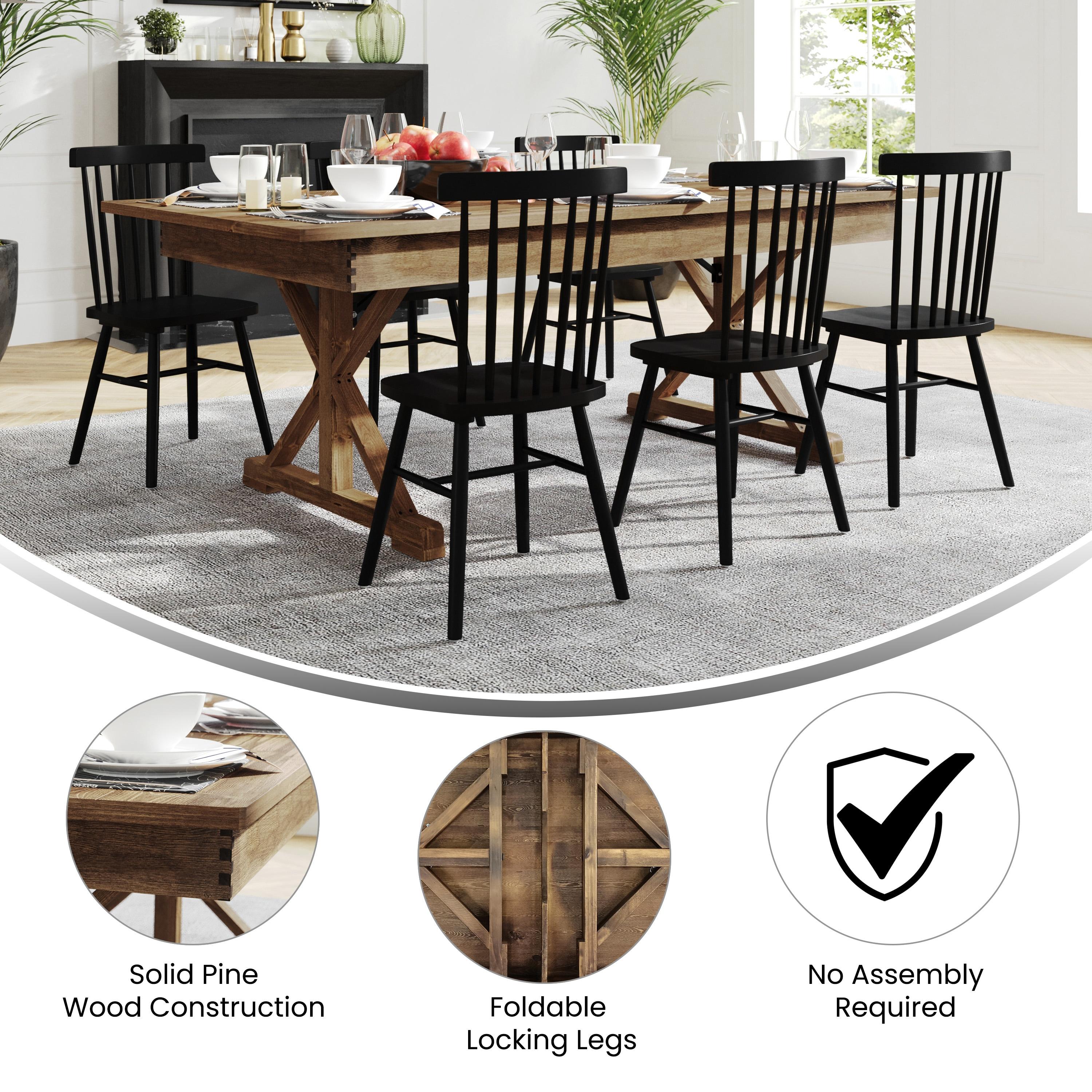 Flash Furniture Eternity Rectangular Solid Pine Farm Dining Table with Folding X-Style Legs