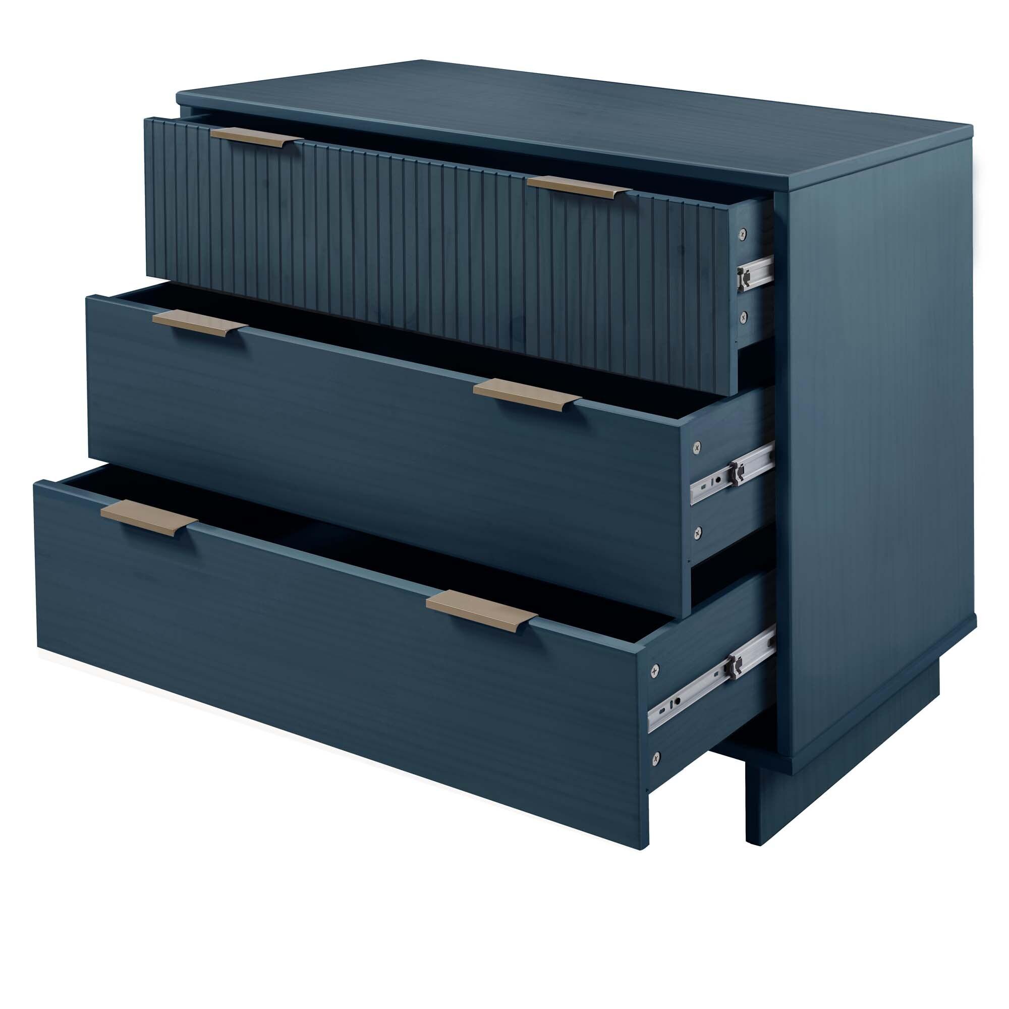 Manhattan Comfort 2pc Granville Dresser and Nightstand Bedroom Set Midnight Blue: Modern Style, Anti-Tip, Dry Dust Care