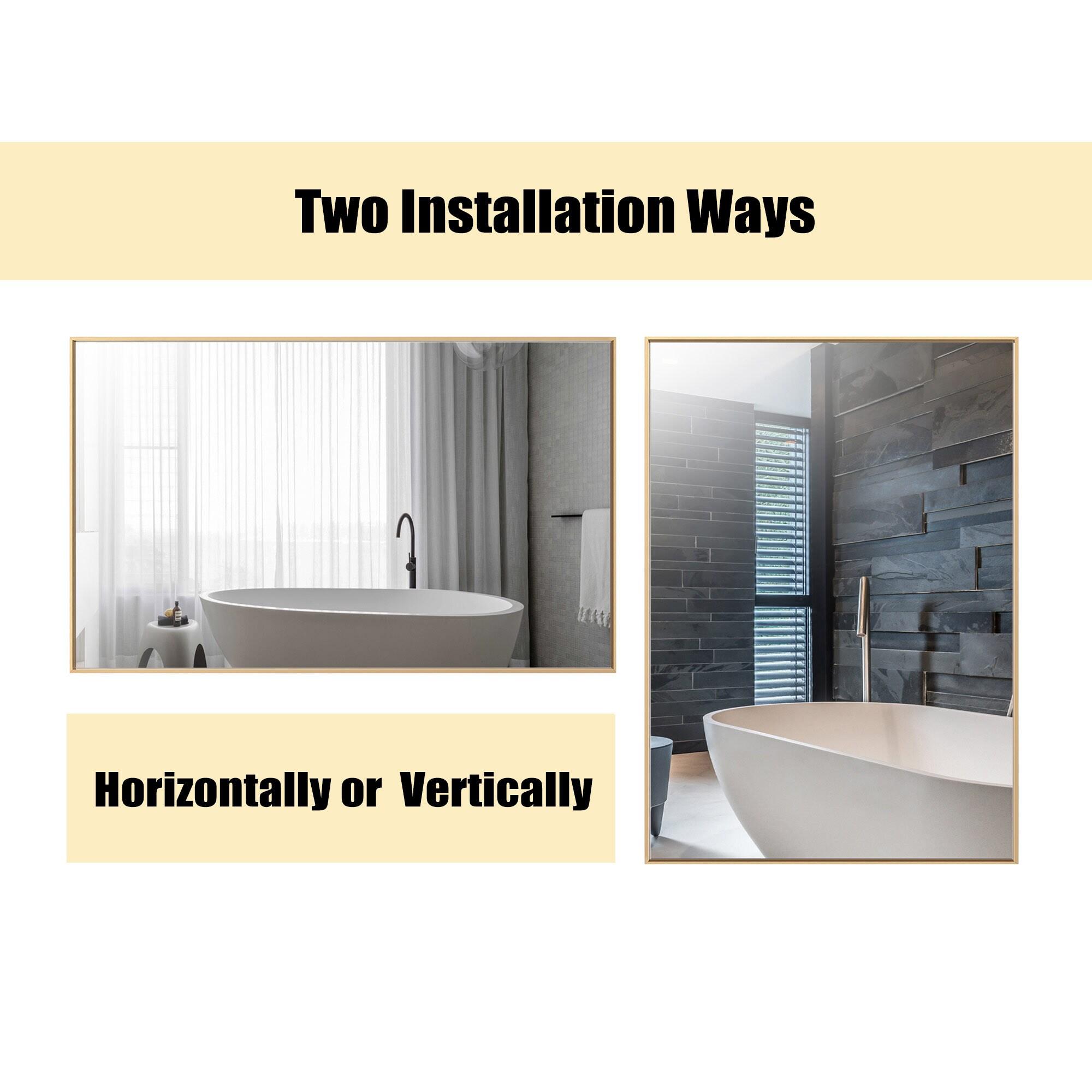 Ledel Modern & Contemporary Rectangle Bathroom Vanity Mirror Metal Framed Wall Mirror