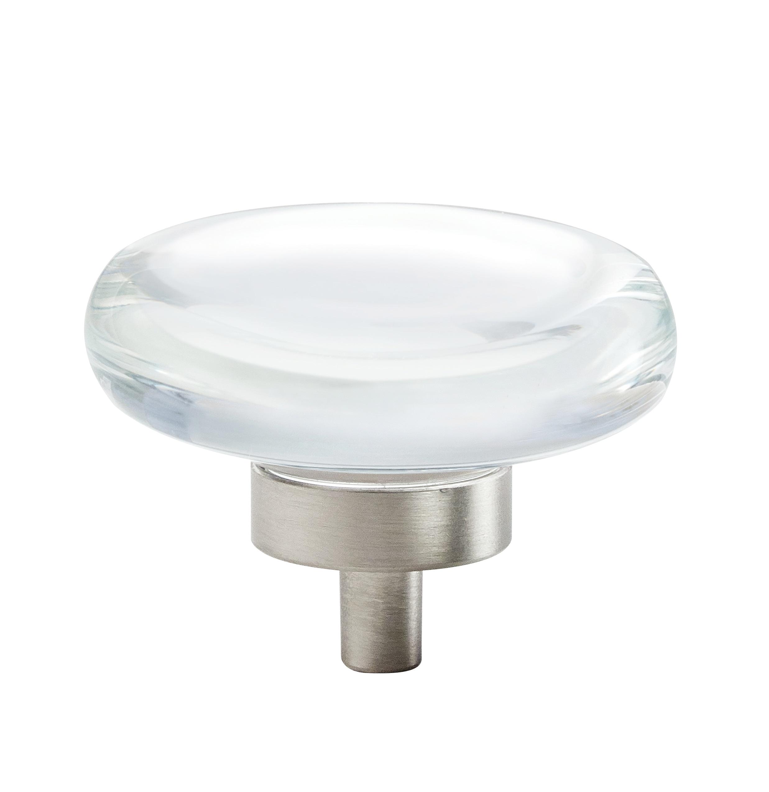 Amerock Glacio 1-3/4 inch (44mm) Diameter Clear/Satin Nickel Cabinet Knob