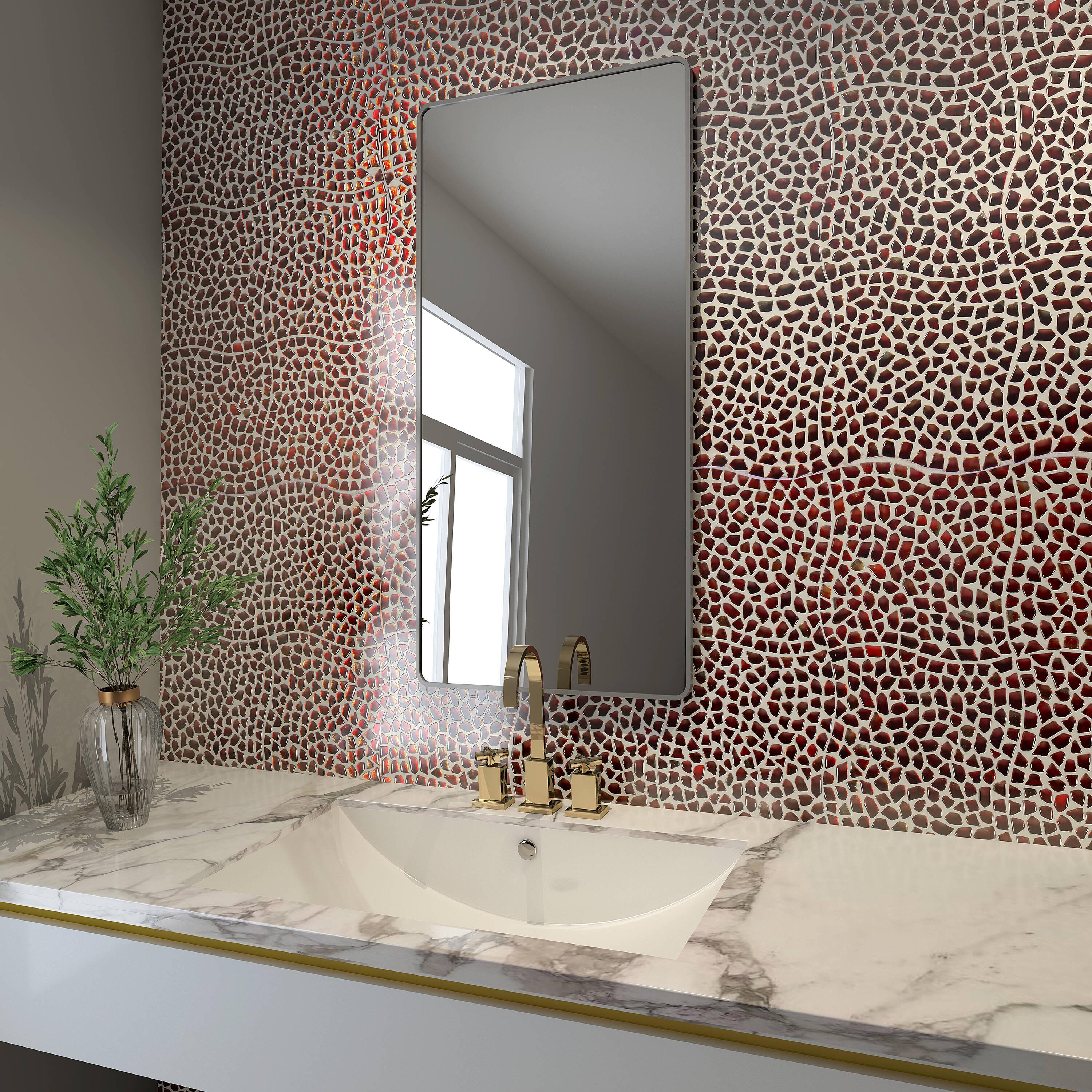 Bond Tile Fractal Pebble 11.88 in. x 11.88 in. Polished Glass Wall Mosaic Tile (0.98 Sq. Ft. / Each)