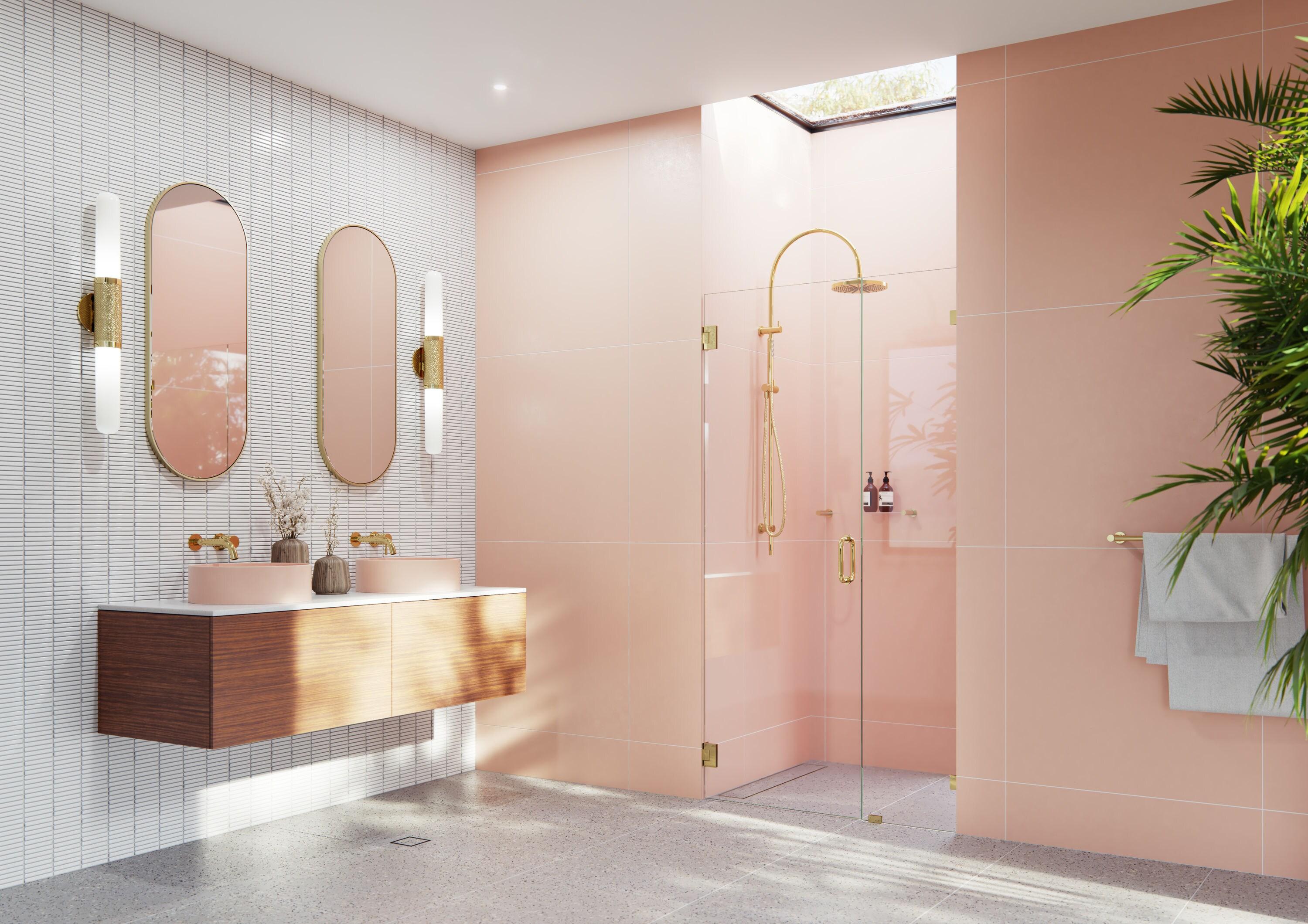 Glass Warehouse Illume 36.5 in. x 78 in. Fully Frameless Wall Hinge Shower Door GW-WH-36-5-PB