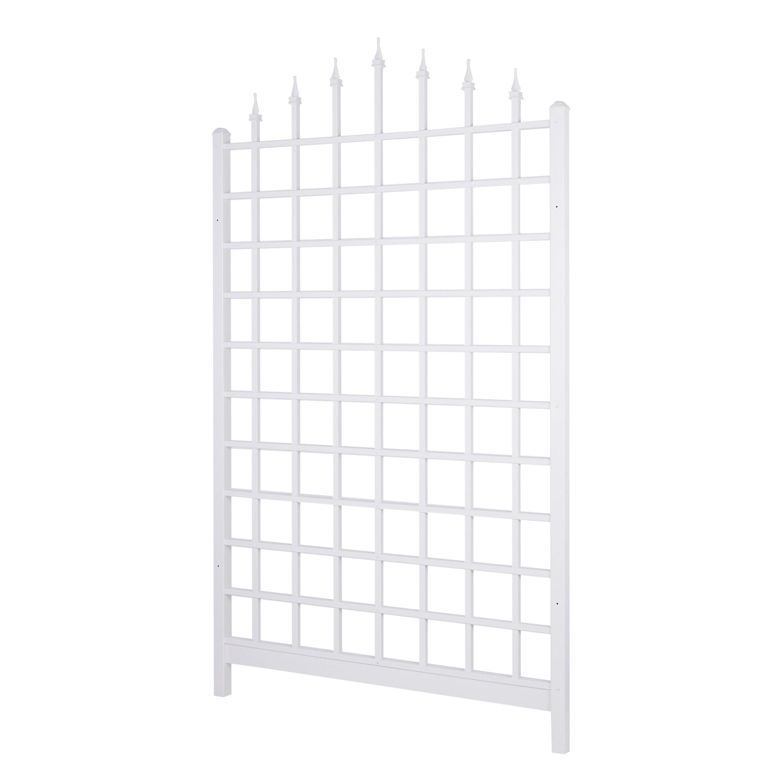 Dura-Trel Winchester 57"x95" PVC Vinyl Outdoor Garden Trellis Support for Vines, Climbing Plants, Flowers, & Vegetables w/Wall Mounting Screws, White