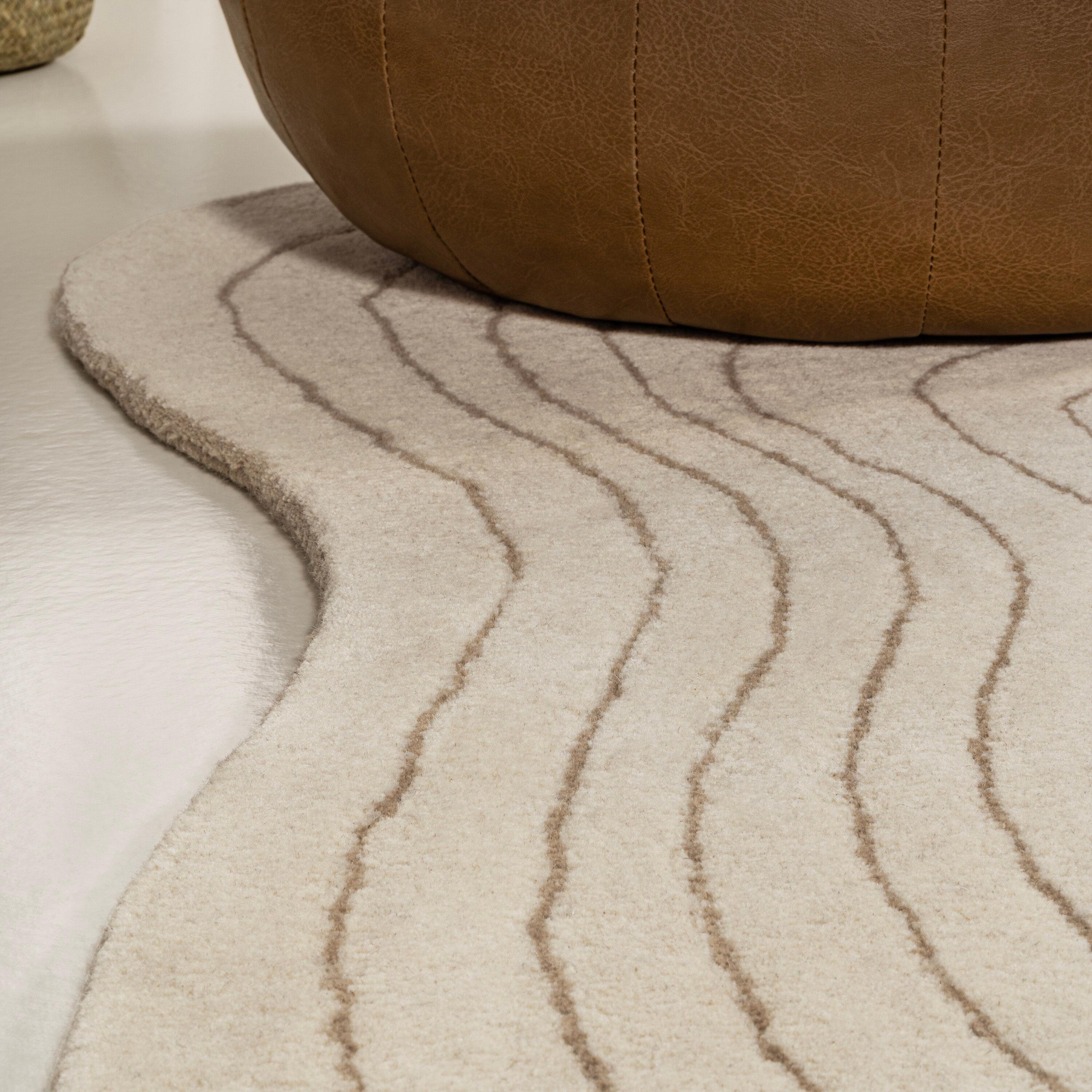 JONATHAN Y Retro Bohemian Abstract Striped Handwoven Wool Ivory/Beige 6 ft. x 9 ft. Area Rug