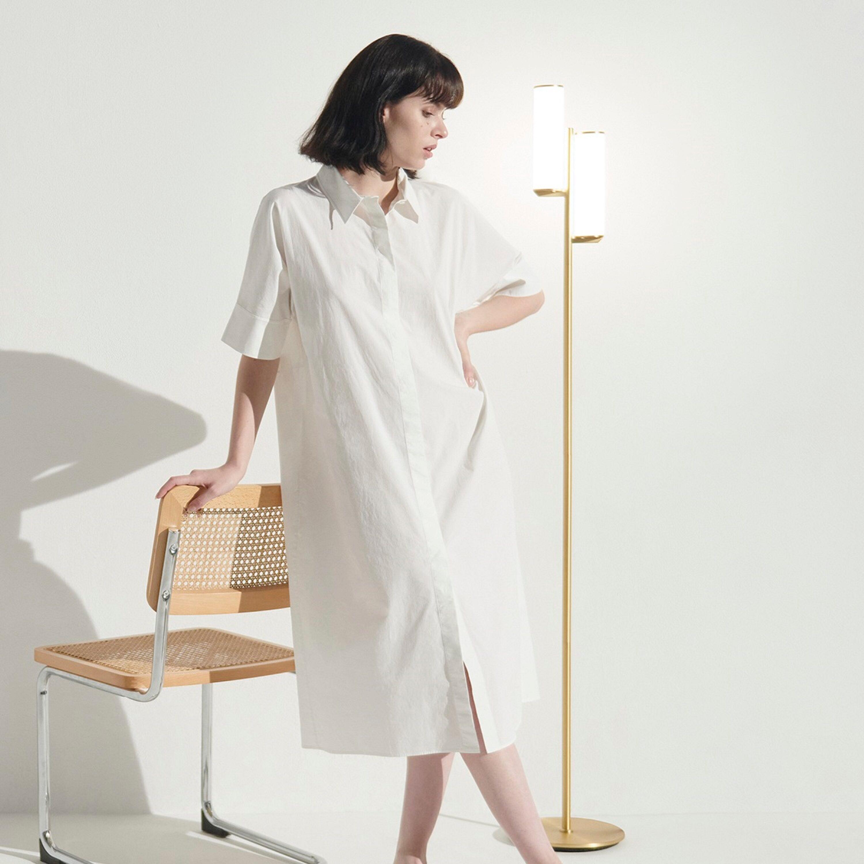 Brightech Gemini 64 in. Industrial 2-Light 3-Way Dimming LED Floor Lamp with 2 Glass Cylinder Shades