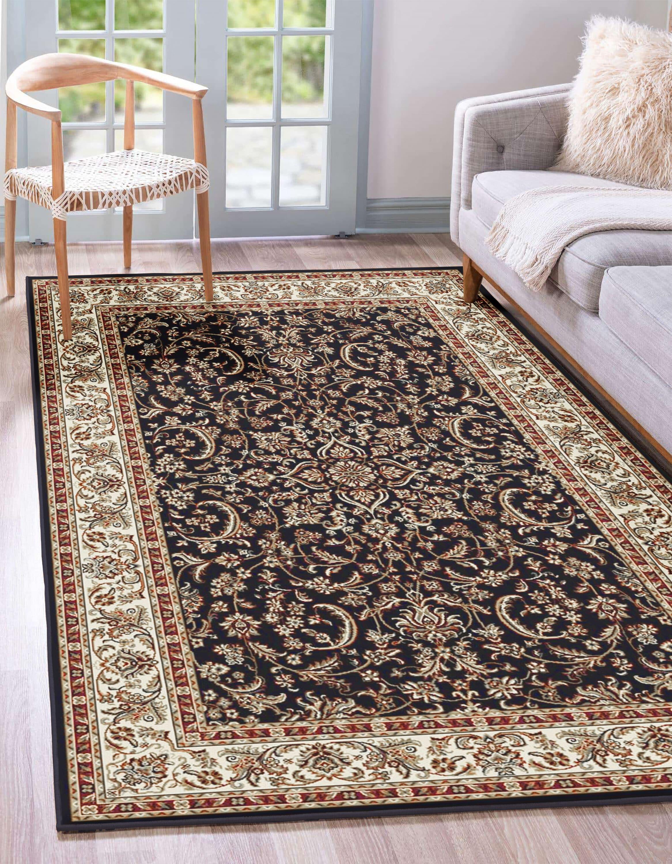 Radici Usa Noble Area Rug 1318 Black Bordered Medallion 3' 3" x 5' 4" Rectangle