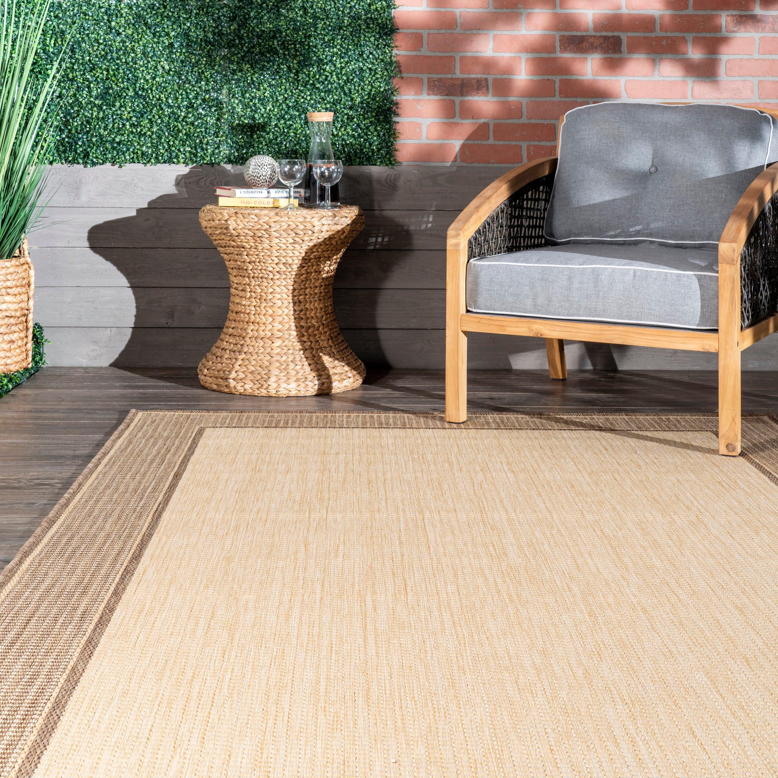 Nuloom Gris Bordered 3x5 Indoor/Outdoor Accent Rug for Living Room Patio Deck Front Porch Entryway Kitchen, Beige/Tan