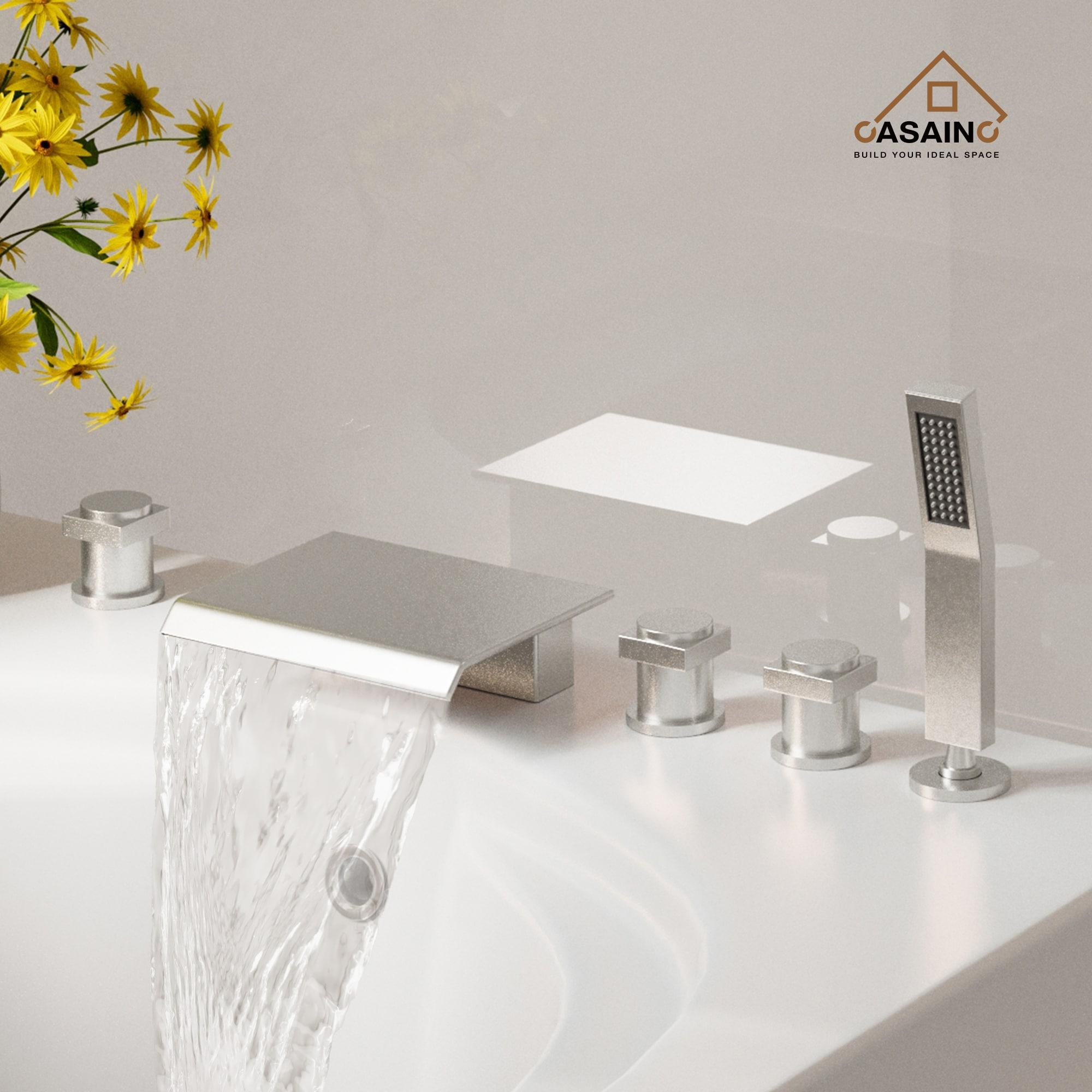 Single Handle Free Standing Bathtub Faucet with Diverter and Handshower