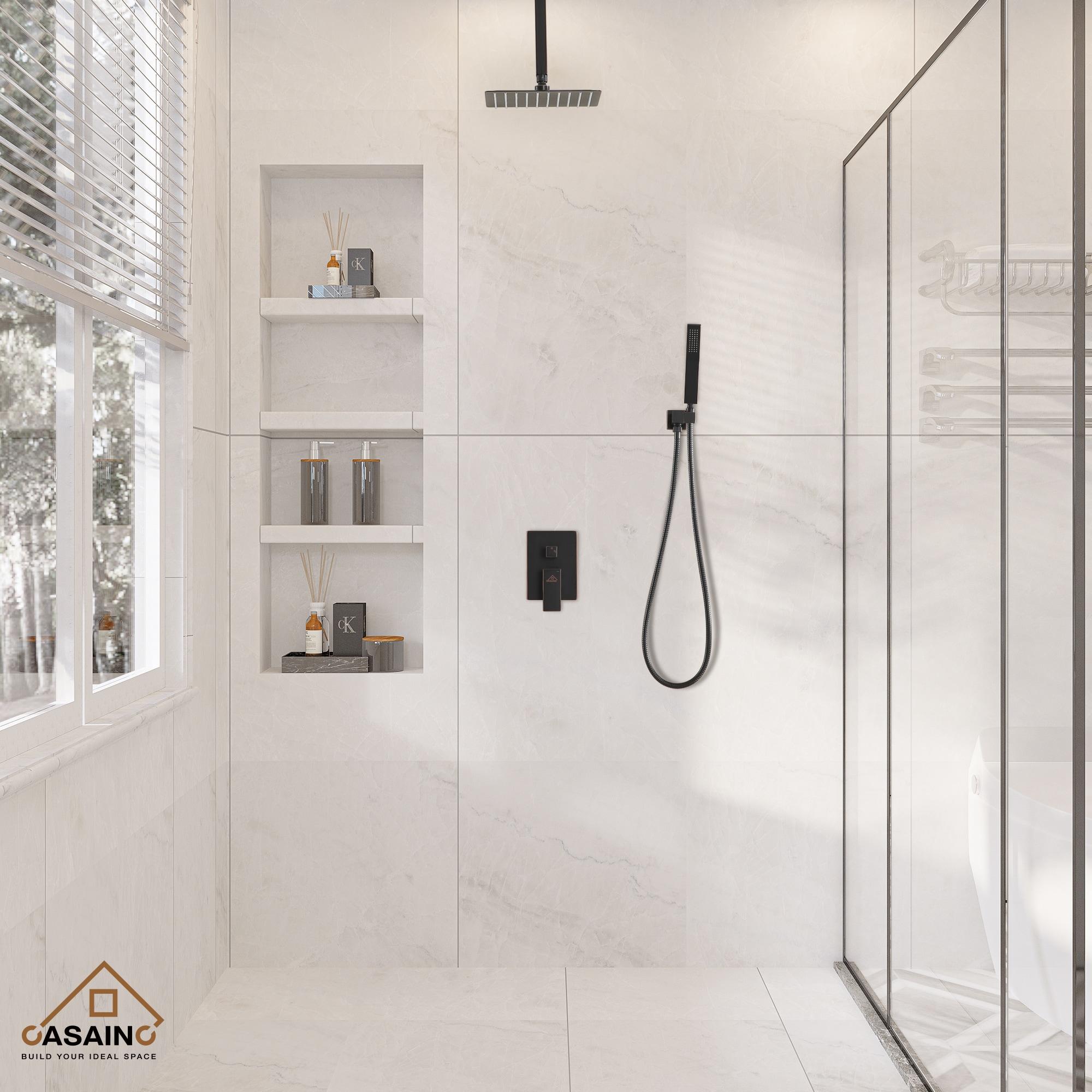 Oil Rubbed Bronze Ceiling-Mount Shower System with Handheld Shower