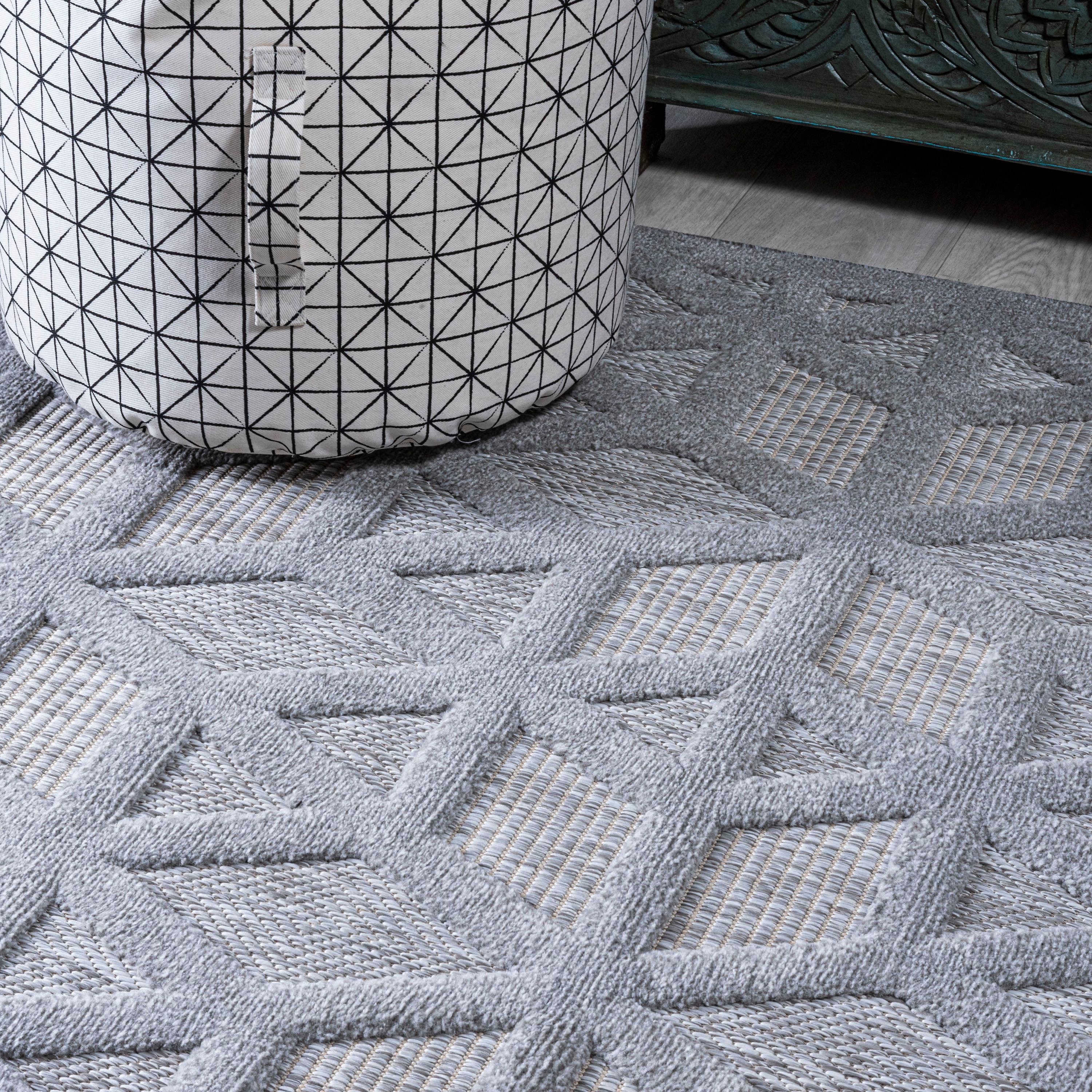 5' x 5' Talaia Neutral Geometric Indoor/Outdoor Area Rug, Light Gray - JONATHAN Y