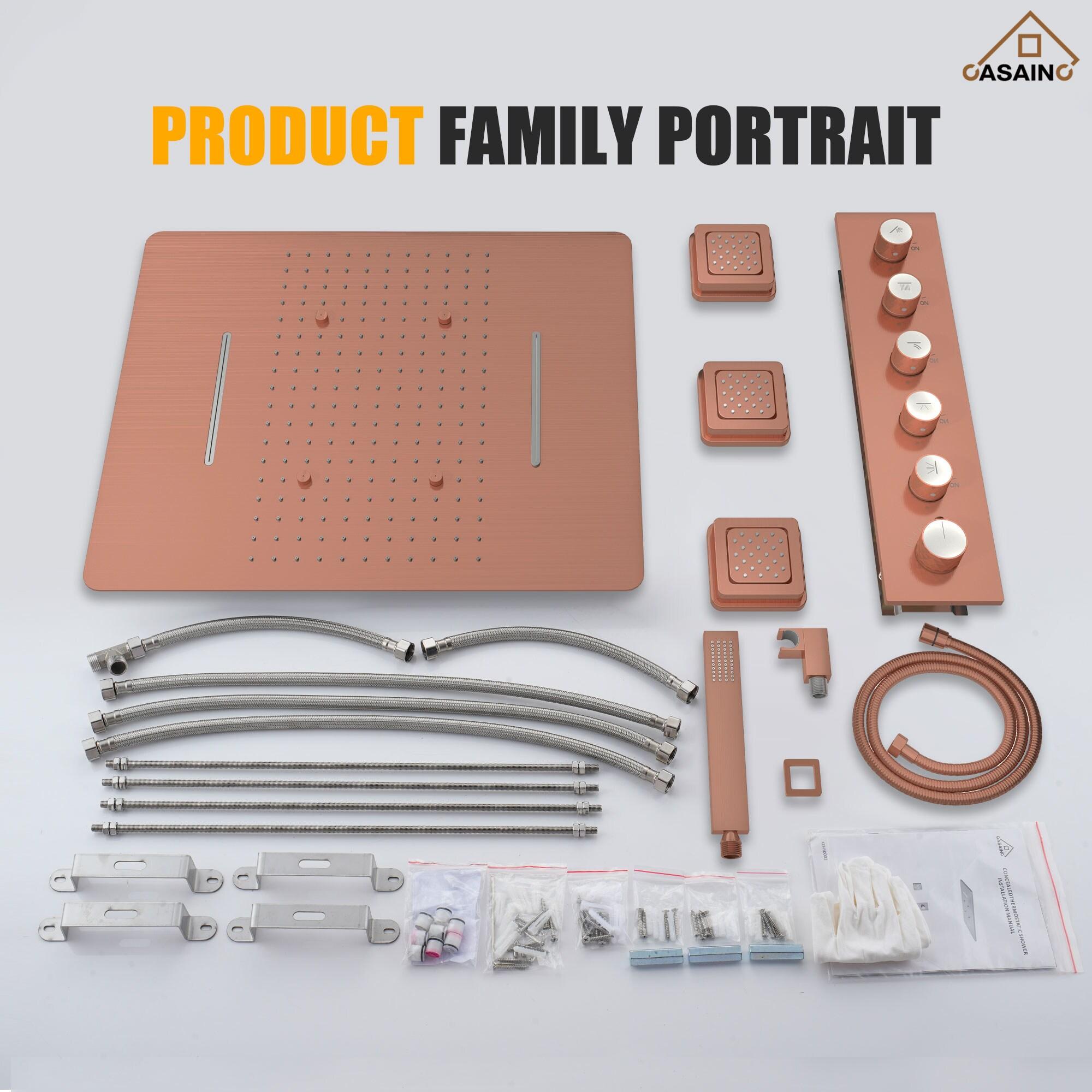 Thermostatic Complete Rainfall Shower System with Rough in-Valve and Body Spray