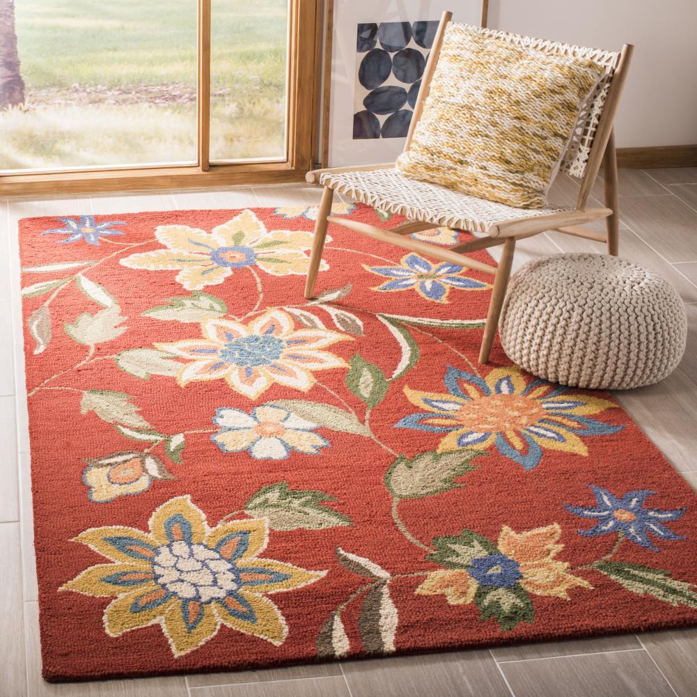 Blossom BLM673 Hand Hooked Area Rug - Rust/Multi - 6'x9' - Safavieh..