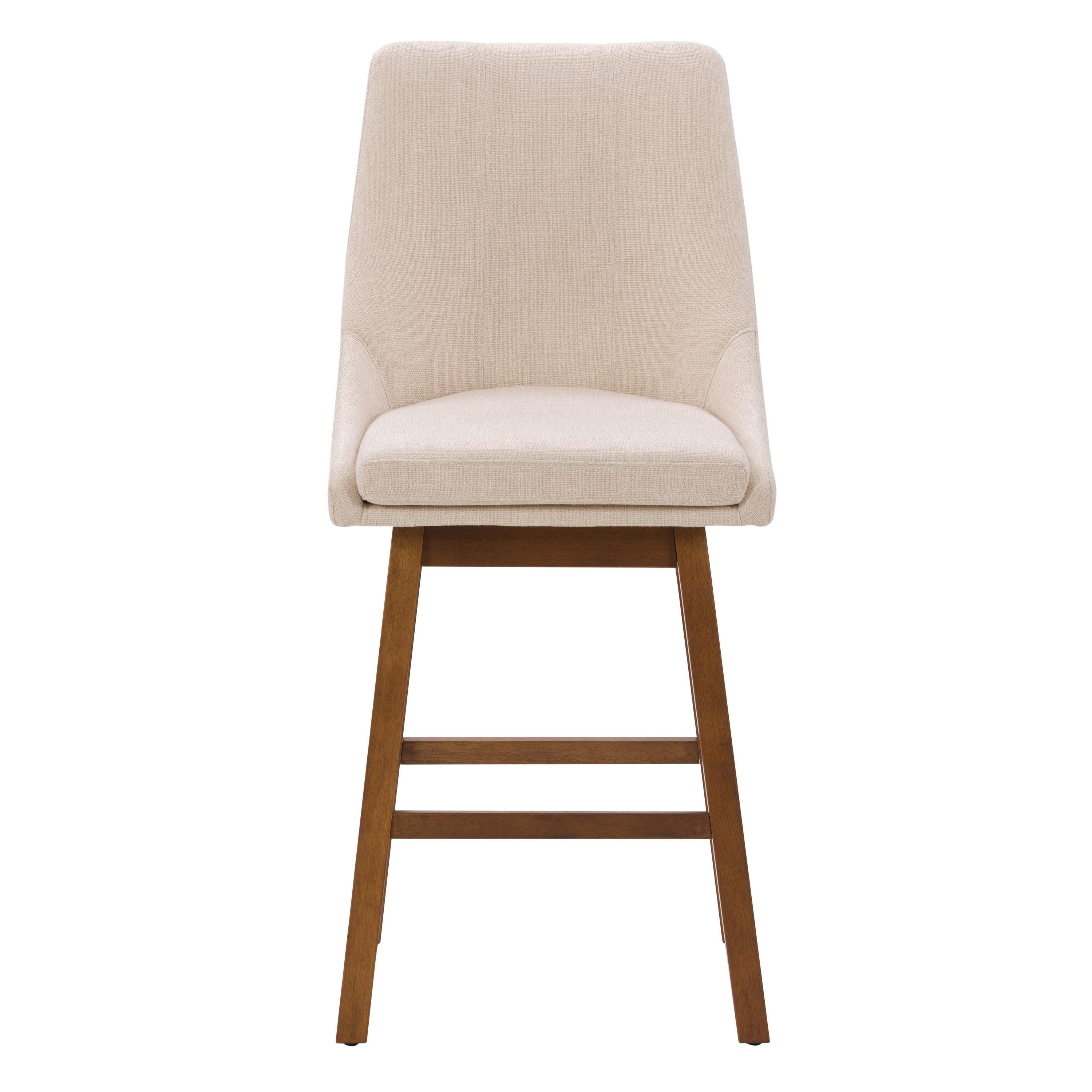 Set of 2 Boston Formed Back Fabric Barstools Beige - CorLiving: Counter Height, Upholstered, Rubberwood Legs