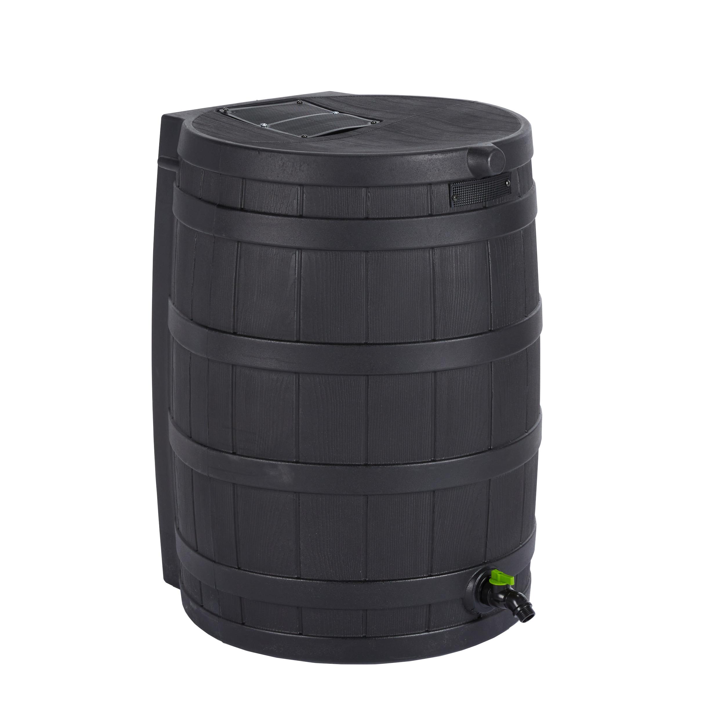 Good Ideas 50 Gallons Plastic Drainable Dual Overflow Rain Barrel