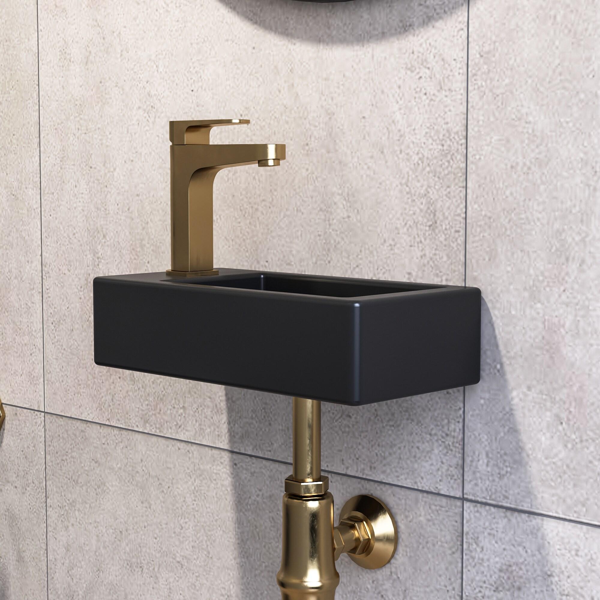 Liberty 14.57'' x 7'' Vitreous China Rectangular Wall Mount Bathroom Sink with Left Faucet Hole for Small Space
