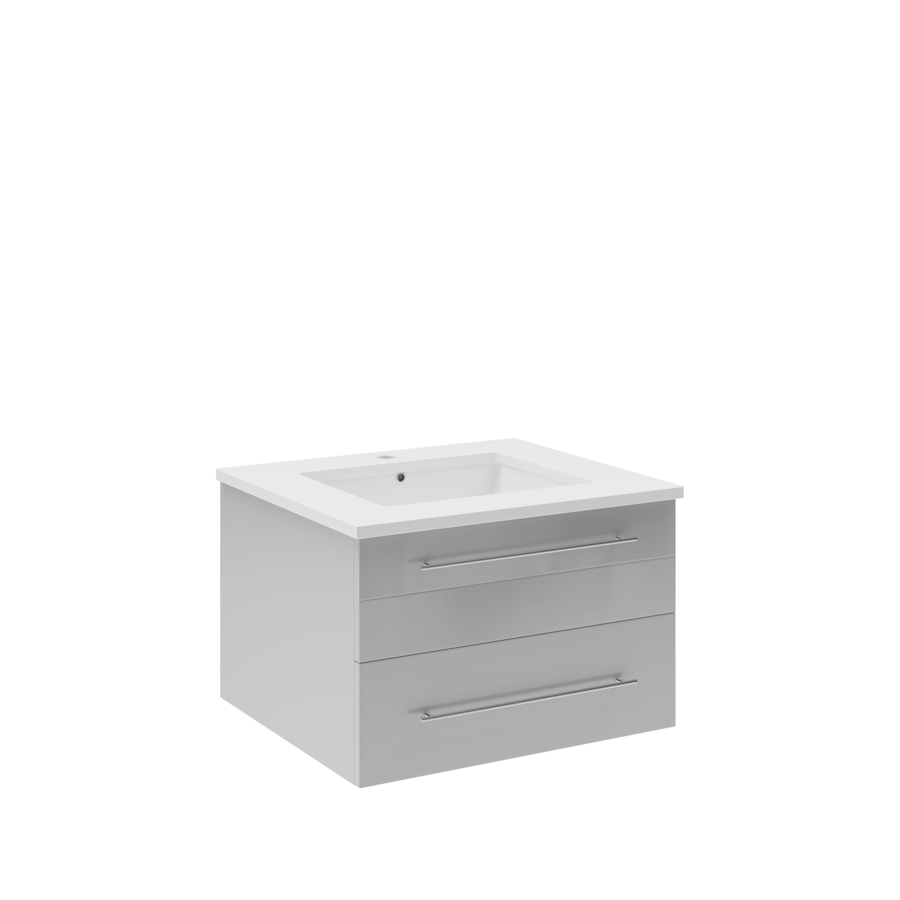 Lucera 24" Wall Mount Modern Single Sink Bathroom Vanity with Top and Undermount Sink