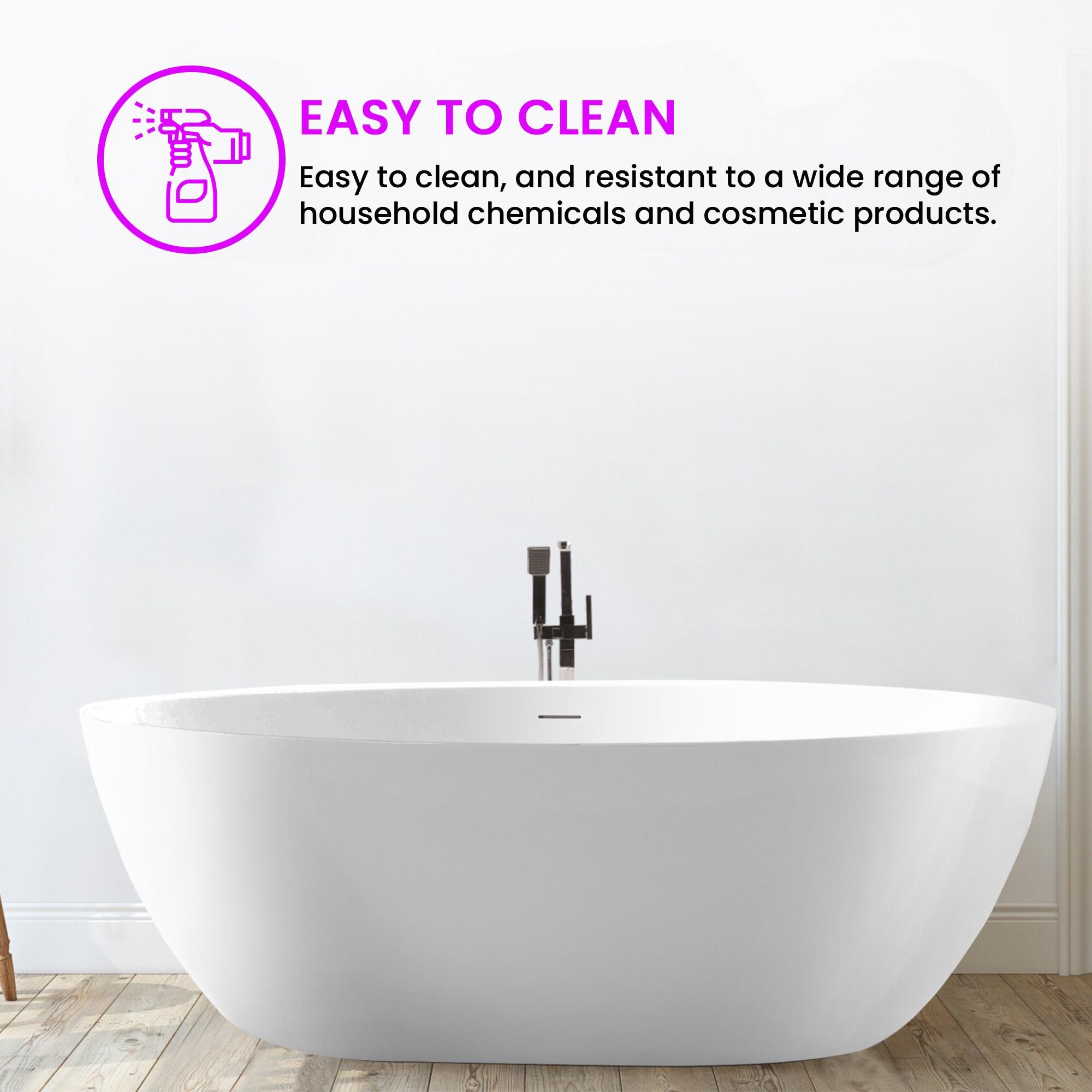 Vanity Art 59" X 32" White Acrylic Freestanding Bathtub