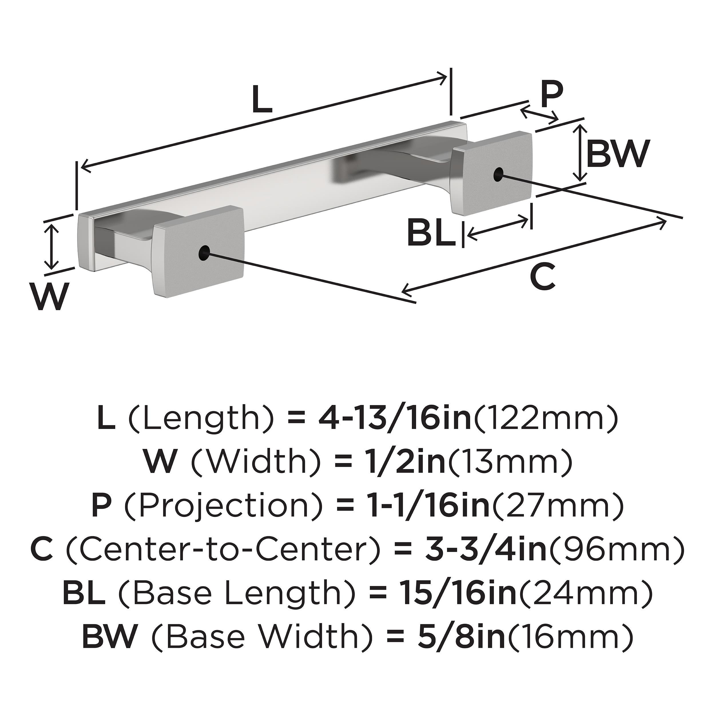 Amerock Triomphe 3-3/4 inch (96mm) Center-to-Center Polished Chrome Cabinet Pull - 10 Pack