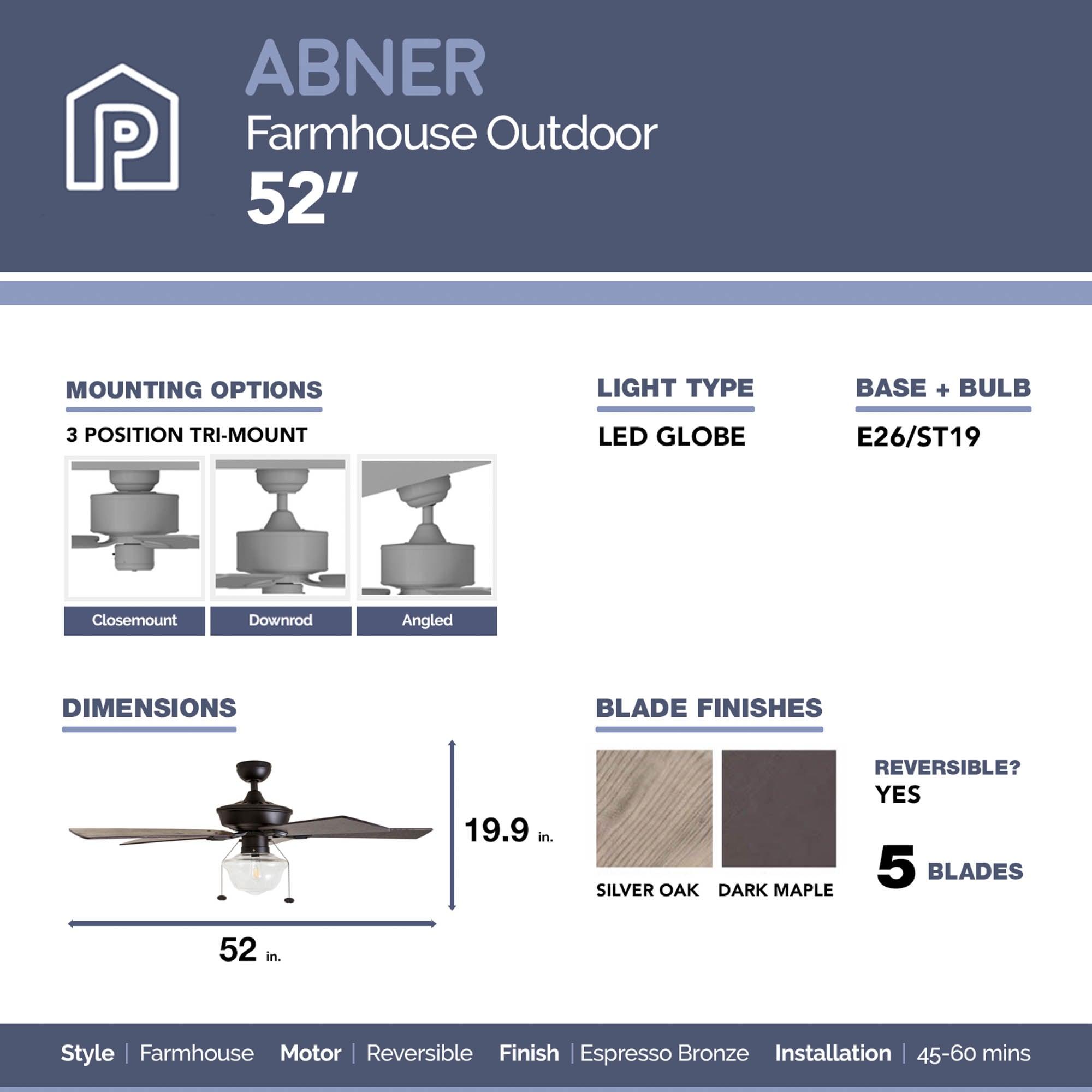 Prominence Home 52" Abner Indoor/Outdoor Bronze Ceiling Fan
