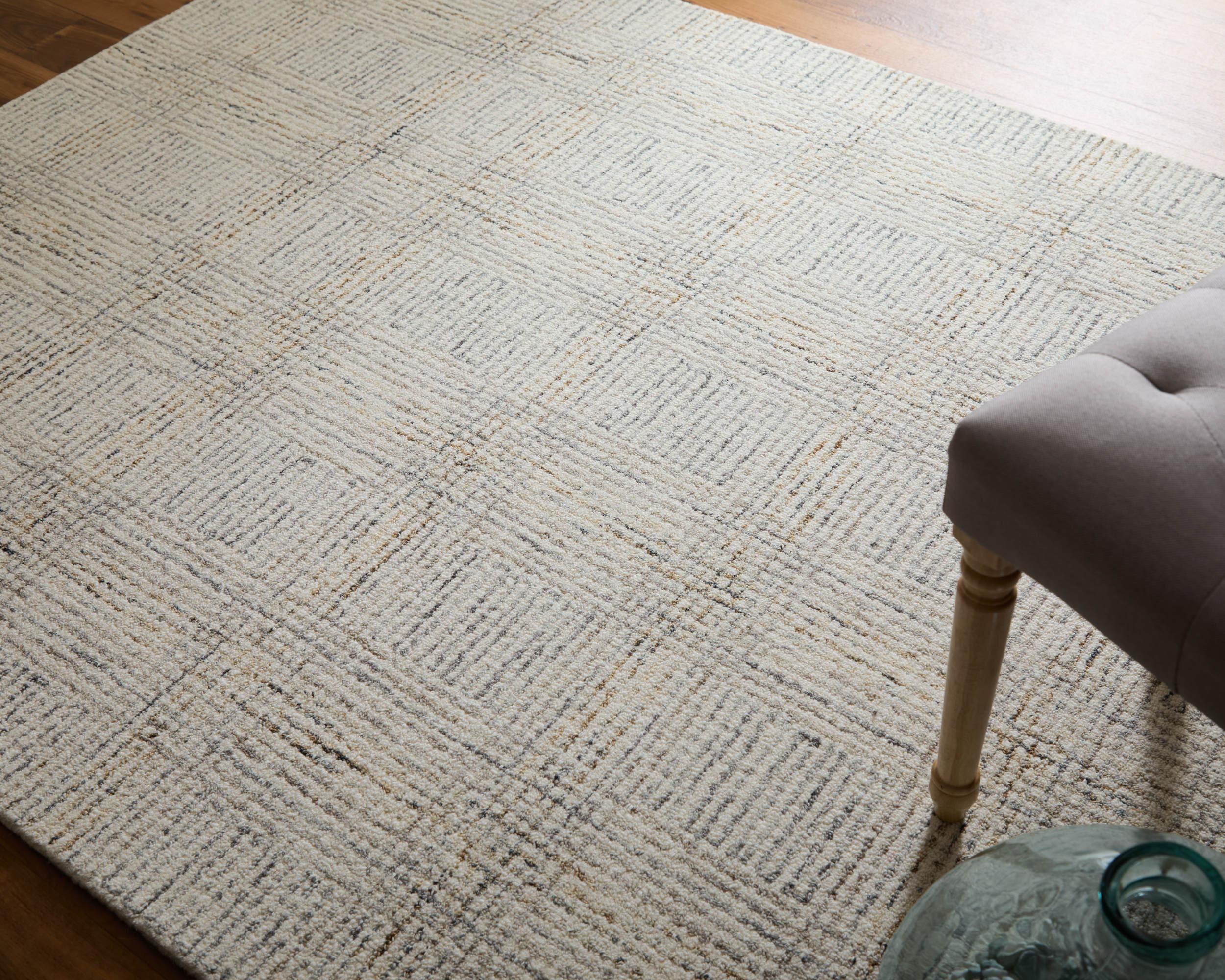 Feizy Belfort Transitional Geometric, Ivory/Gray/Tan, 2' x 3' Accent Rug Easy Care Stain Resistant Water Resistant Casual Solid Design Carpet for Living Dining Bed Room