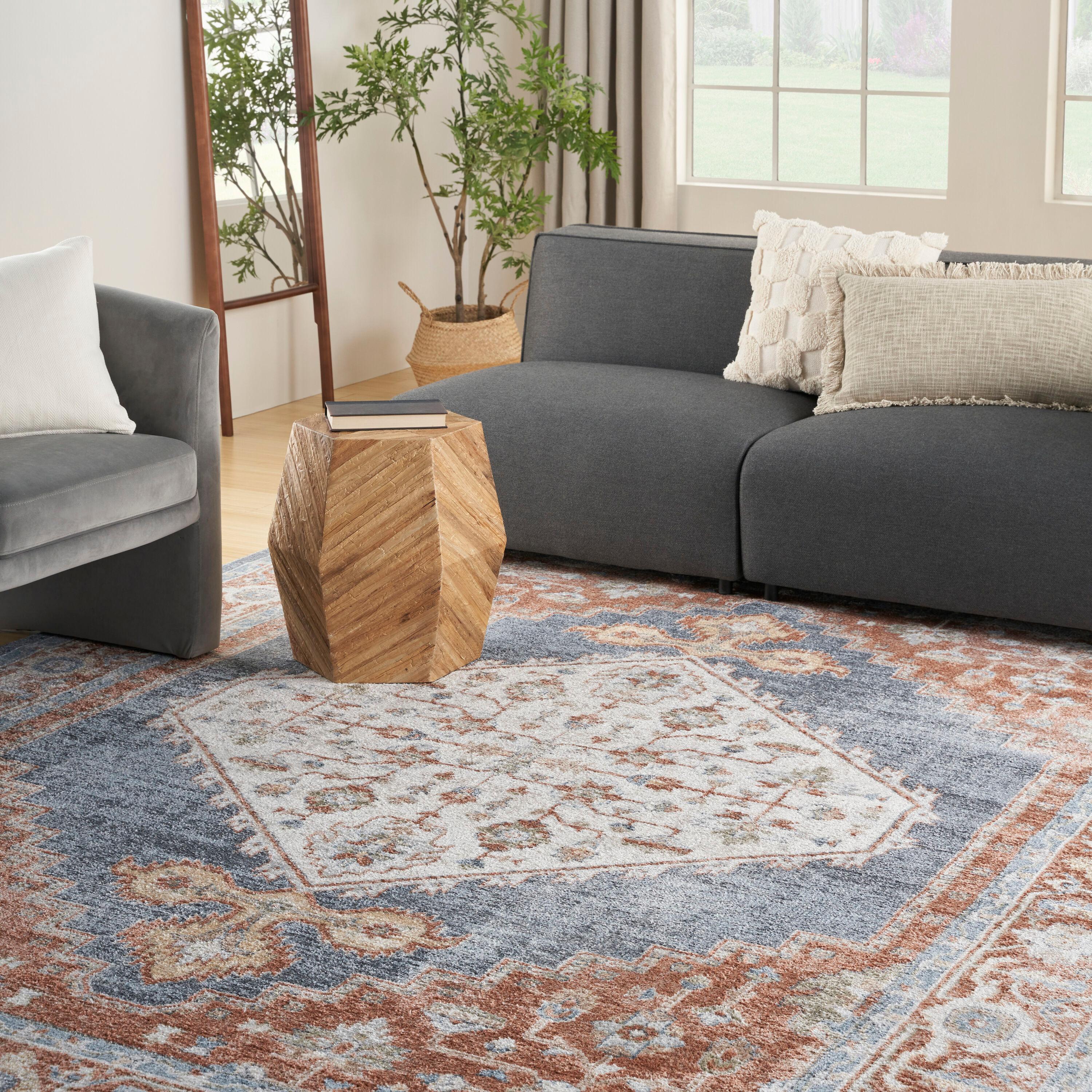 Nourison Astra Machine Washable Vintage Persian Indoor Rug Denim Multi 5'3" x 7'