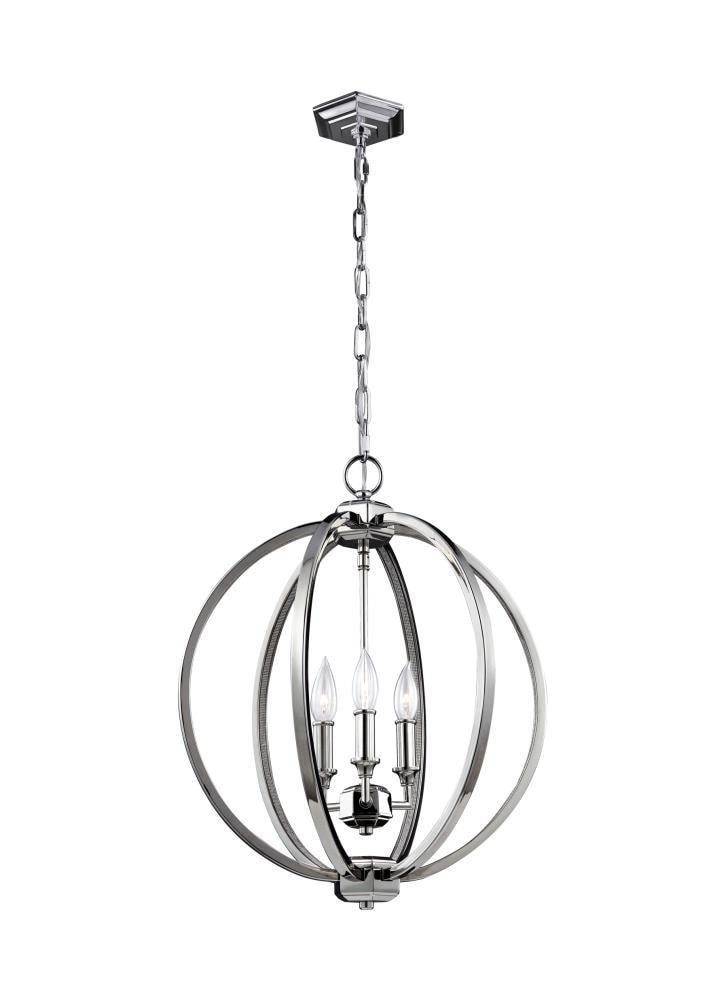 Corinne Polished Nickel 3-Light Crystal Globe Pendant
