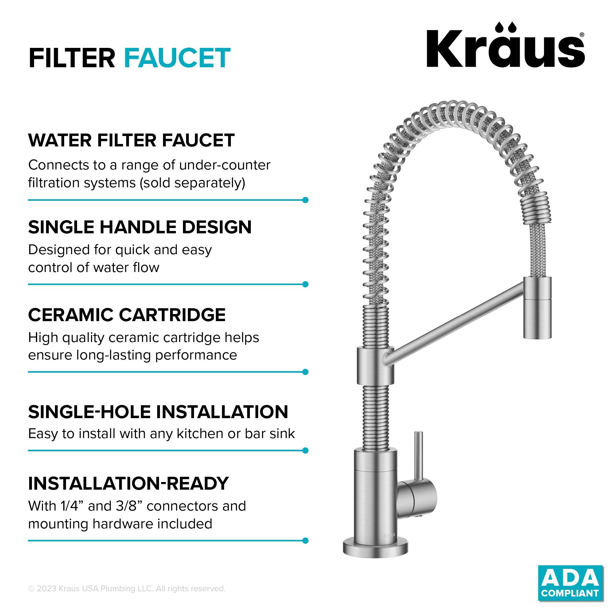 KRAUS Bolden Single Handle Drinking Water Filter Faucet for Reverse Osmosis or Water Filtration System