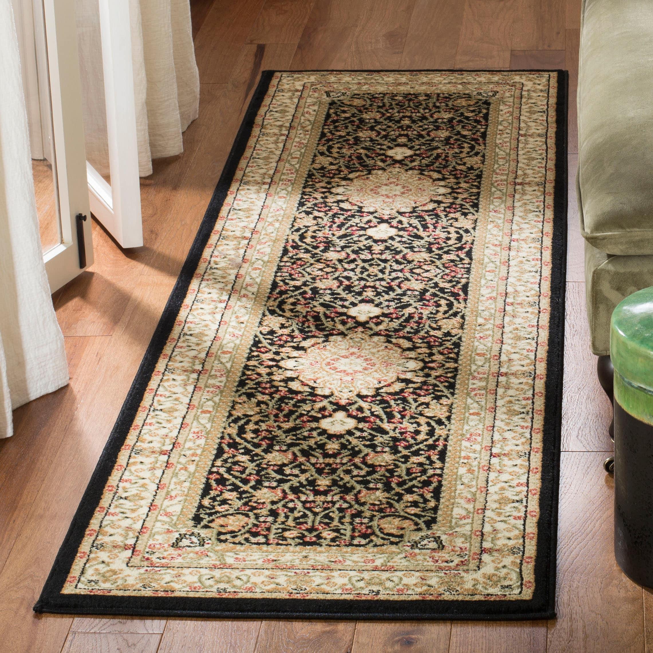 Lyndhurst LNH213 Power Loomed Runner Rug - Black/Ivory - 2'3"x6' - Safavieh.
